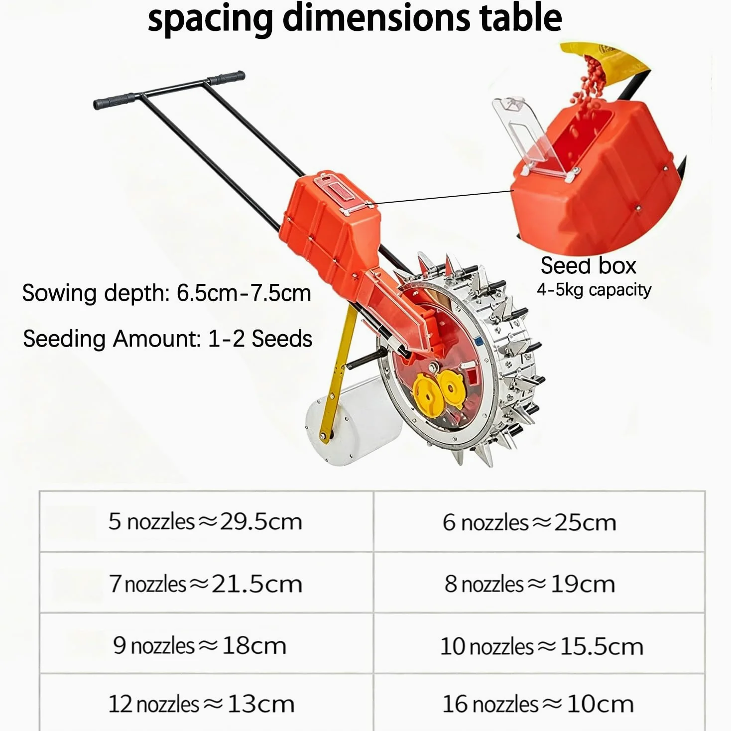 Semoir Manuel, Semoir De Jardin Multi-Orifices, 16 Disques De Semis, Espacement De Semis Réglable, Construction Robuste en Acier Inoxydable, pour Coton, Haricots Mungo Et Soja