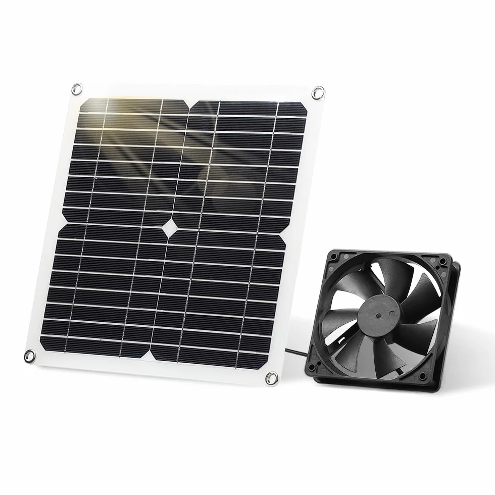 Ventilateur panneau solaire DC 12W résistant aux intempéries pour poulailler serre remise