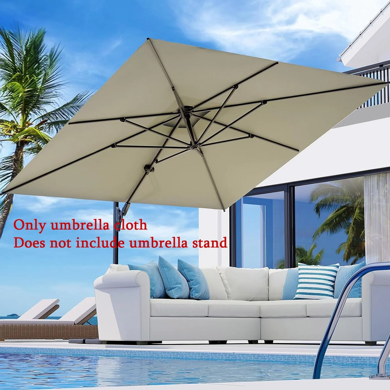Bâche De Rechange pour Parasol Déporté Carré 3x3m UPF 50+ Imperméable ProtectionUV Toile Canopy