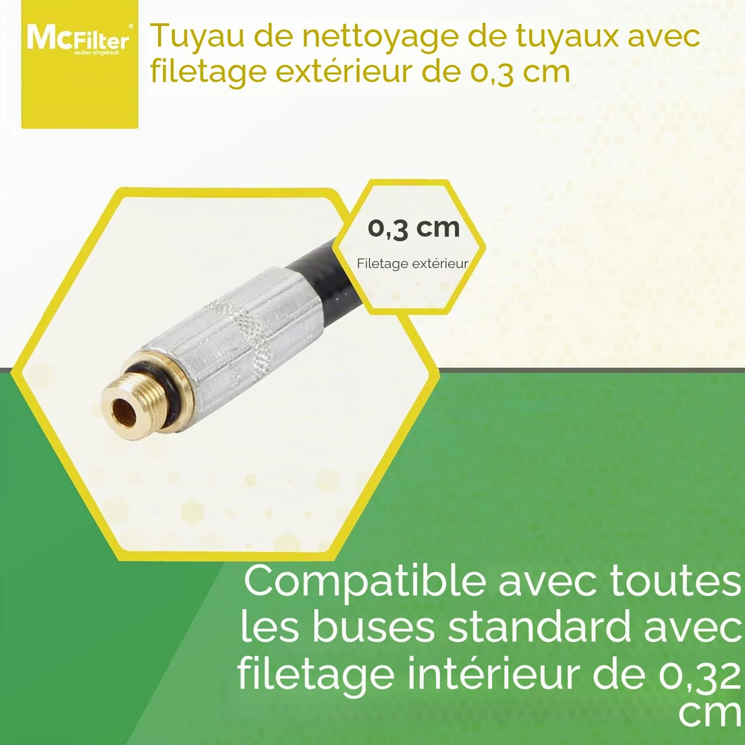 Flexible de nettoyage de tuyaux, 30m, 160-200 bar, adaptateur inclus, buses fixes + rotatives, compatible avec les nettoyeurs haute pression Kärcher K2, K3, K4, K5, K6, K7