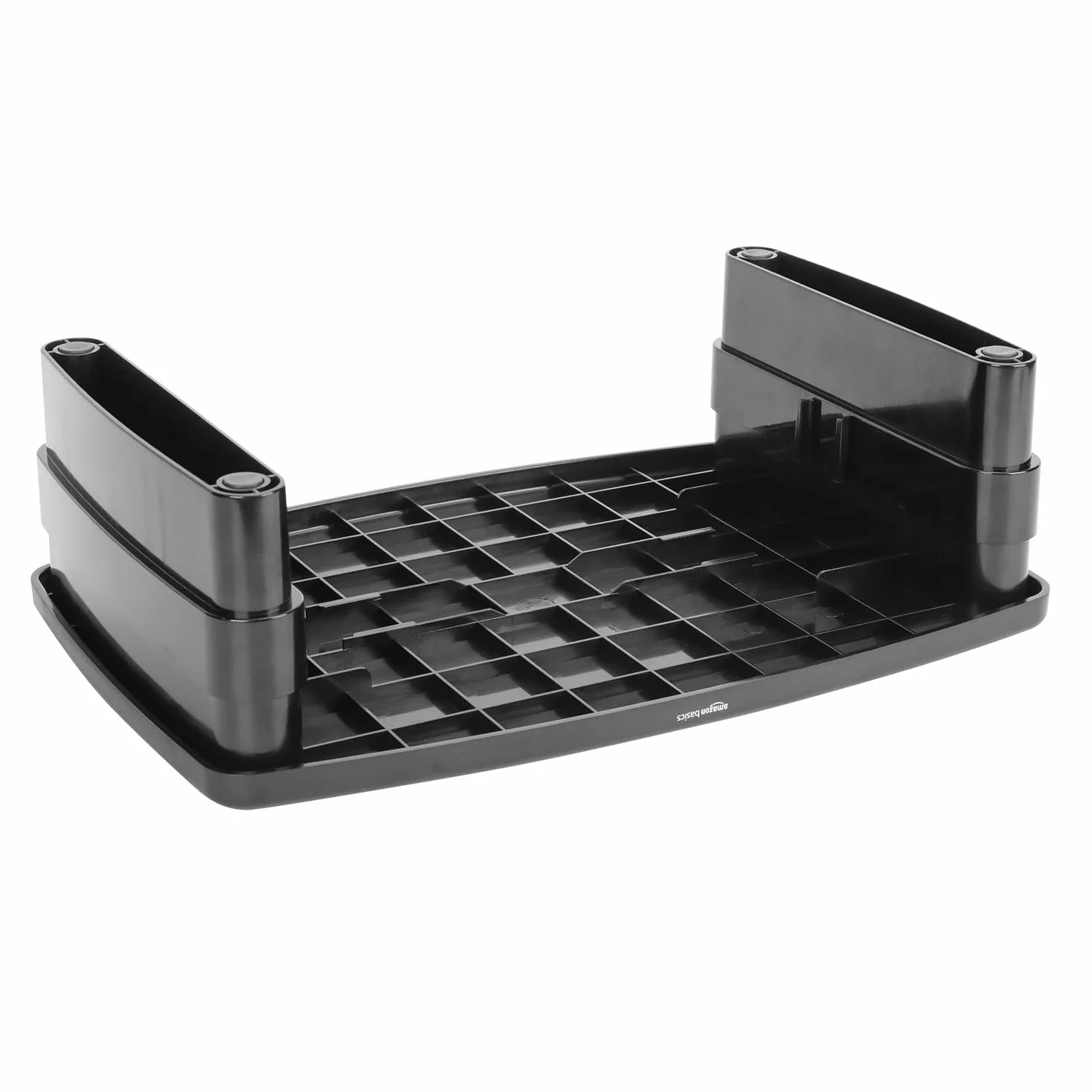 Amazon Basics Rehausseur de Moniteur Réglable en Hauteur, Design Empilable 3 Niveaux, Plastique ABS, 10kg, Noir