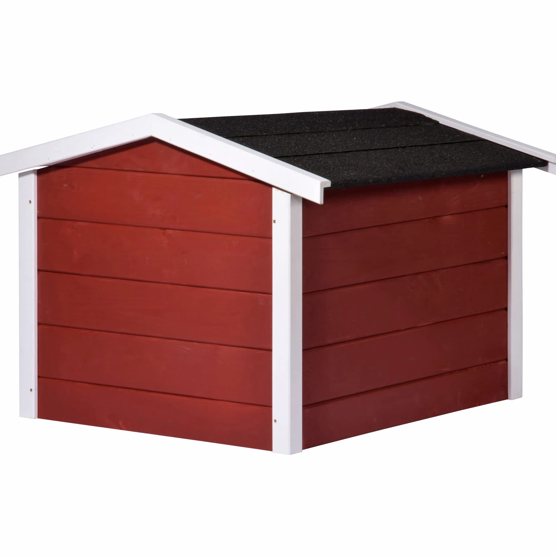 dobar® Garage pour Robot Tondeuse, en Bois, en kit, avec Toit bitumé, 76 x 68 x 52 cm, Rouge/Blanc