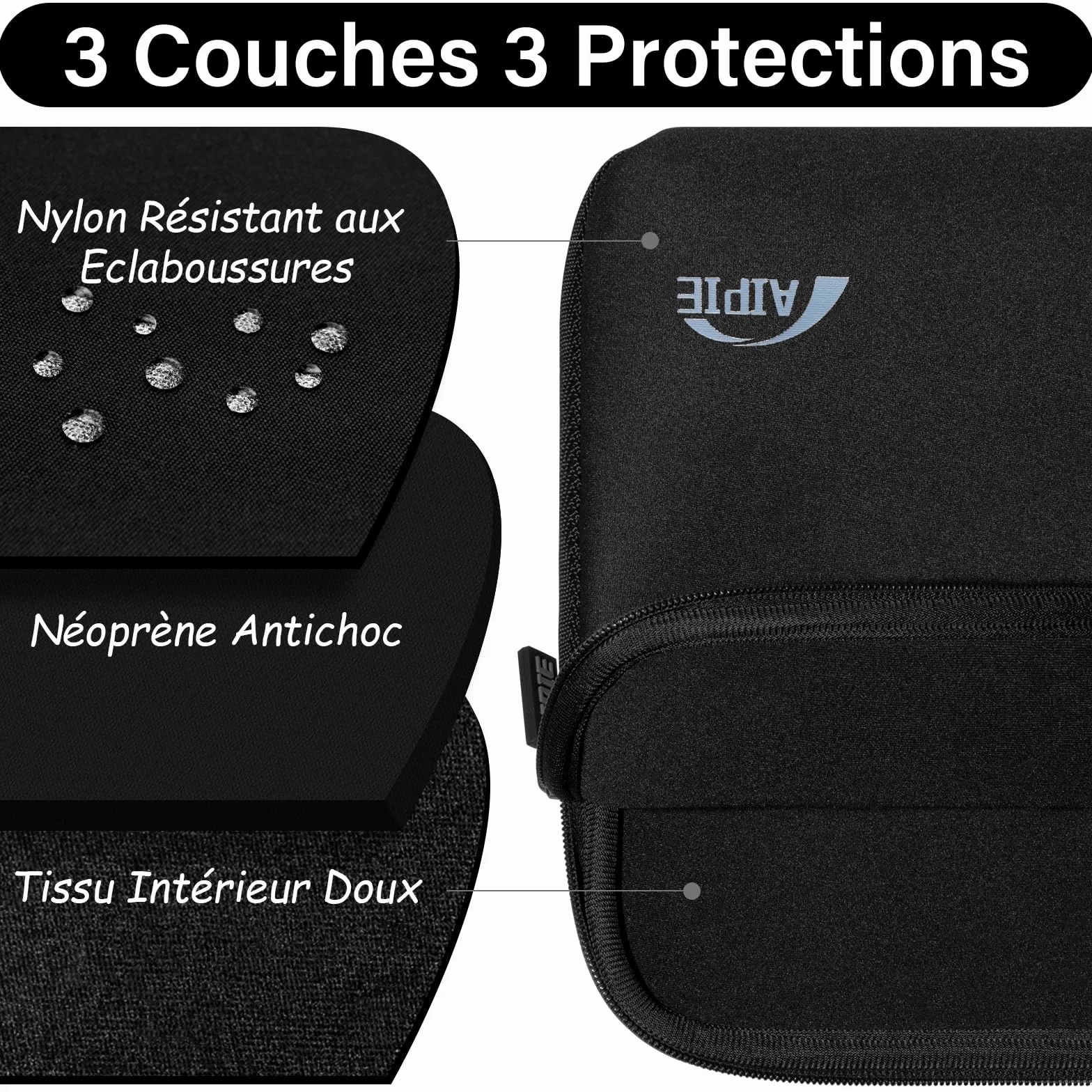 Housses pour MacBook 13 Pouces MacBook Air Pro M1 M2, Surface Pro Sac Pochette de Protection Ordinateur Portable Compatible Apple (32x23x2,5cm, Noir)