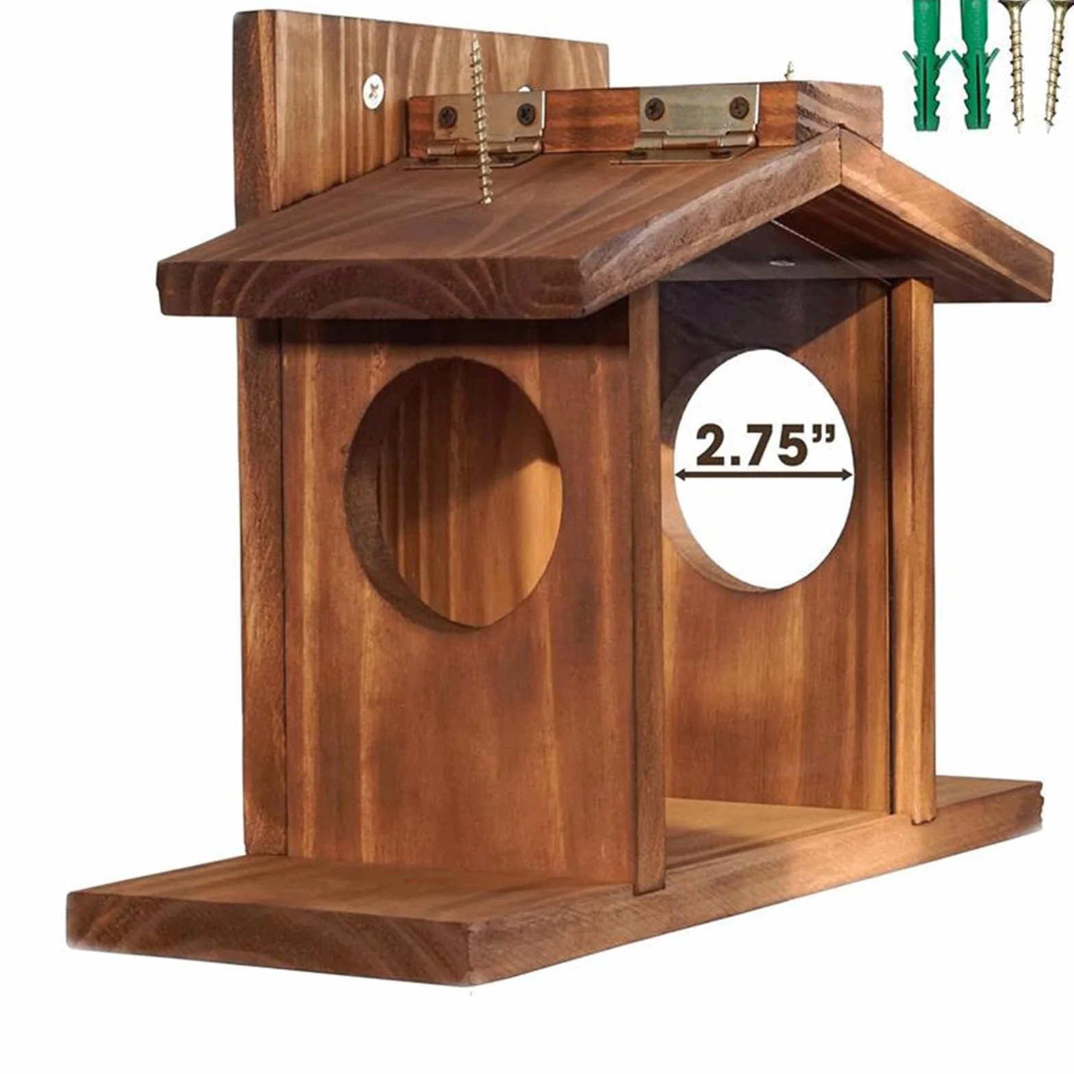 Mangeoire en bois pour écureuil 33 x 12,7 x 23,6 cm marron