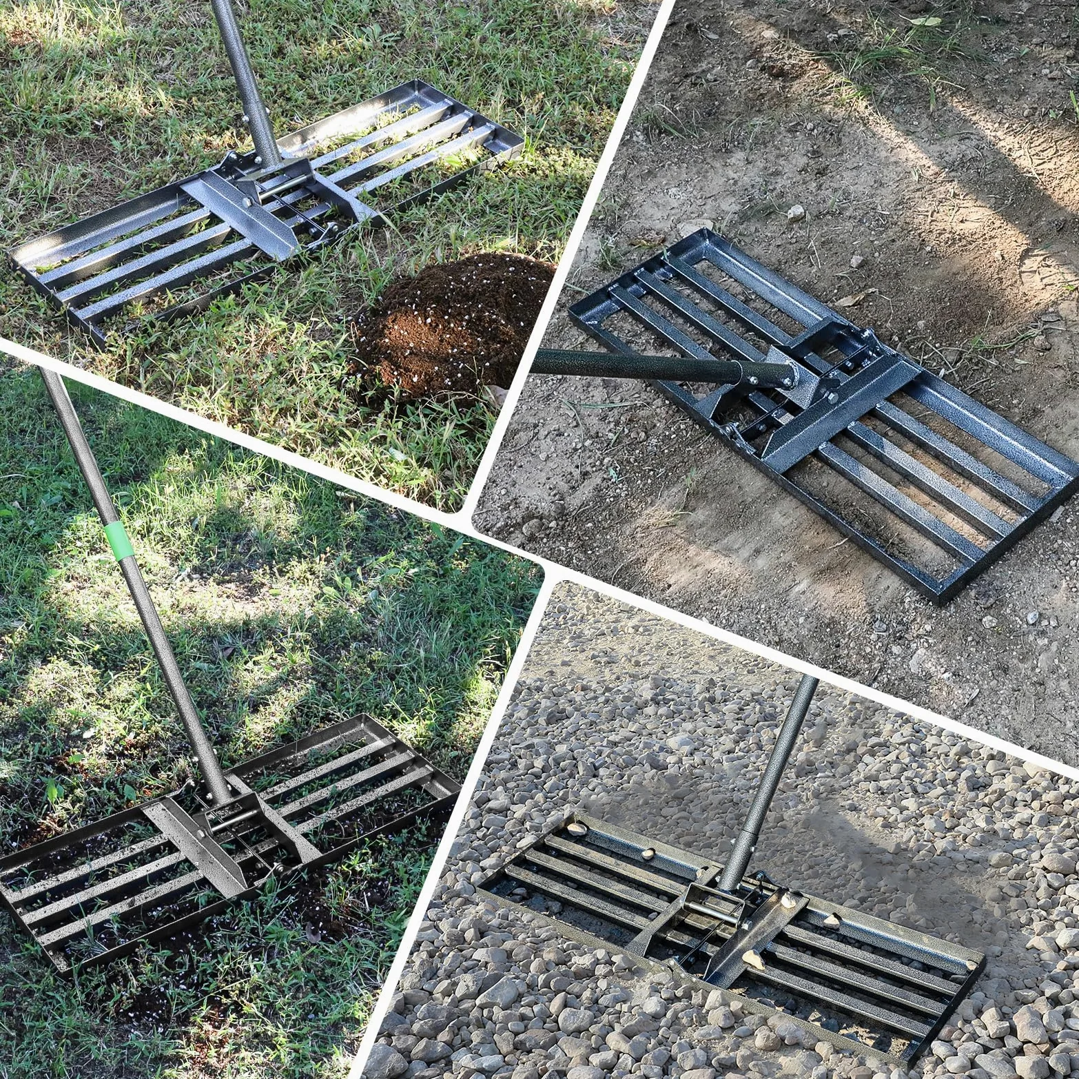 Rateau Nivellement pour Gazon, 76x25 cm, Manche Réglable de 185 cm | Niveleur Gazon Lourd et Ergonomique, pour Niveler Sol, Sable et Terreau, Idéal pour Jardin, Pelouse et Terrains de Golf