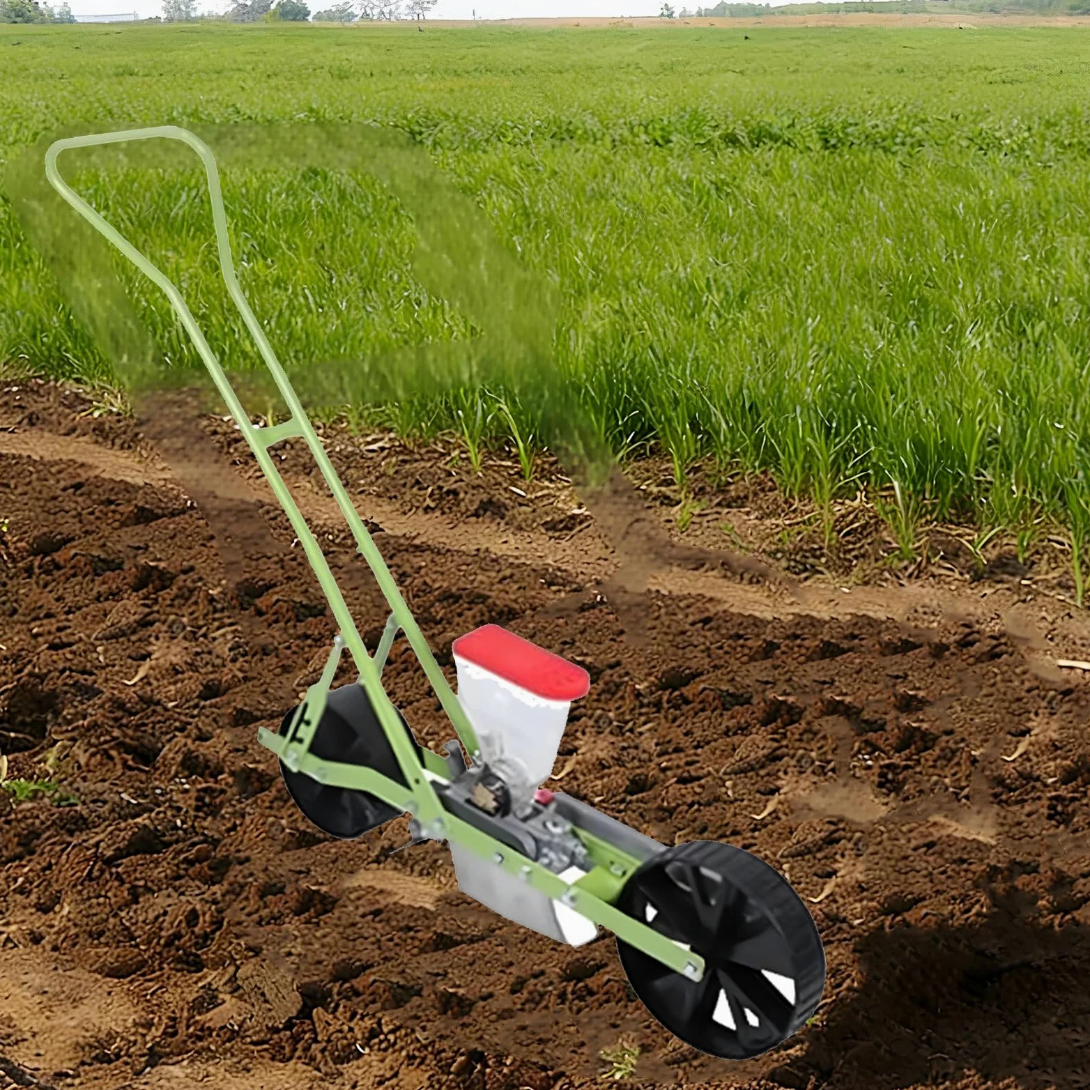 Semoir manuel, semeur de maïs pour petits légumes comme la coriandre, le chou, les épinards et le céleri, semoir manuel portable pour le jardin 1Rows