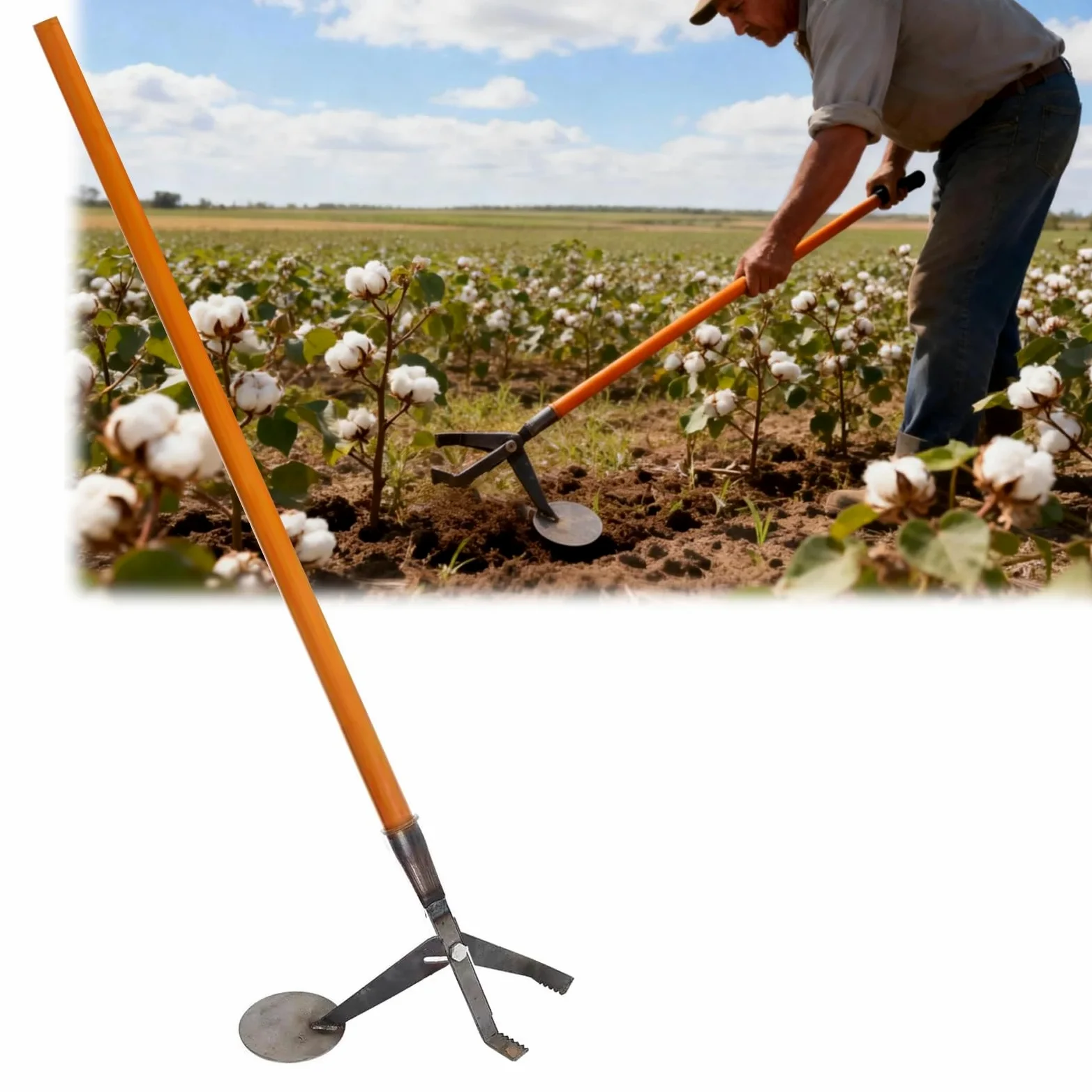 Outil de désherbage, outil portable en métal, 148,1 cm de long pour une extraction facile des tiges de coton et des racines de soja, outil de jardinage essentiel