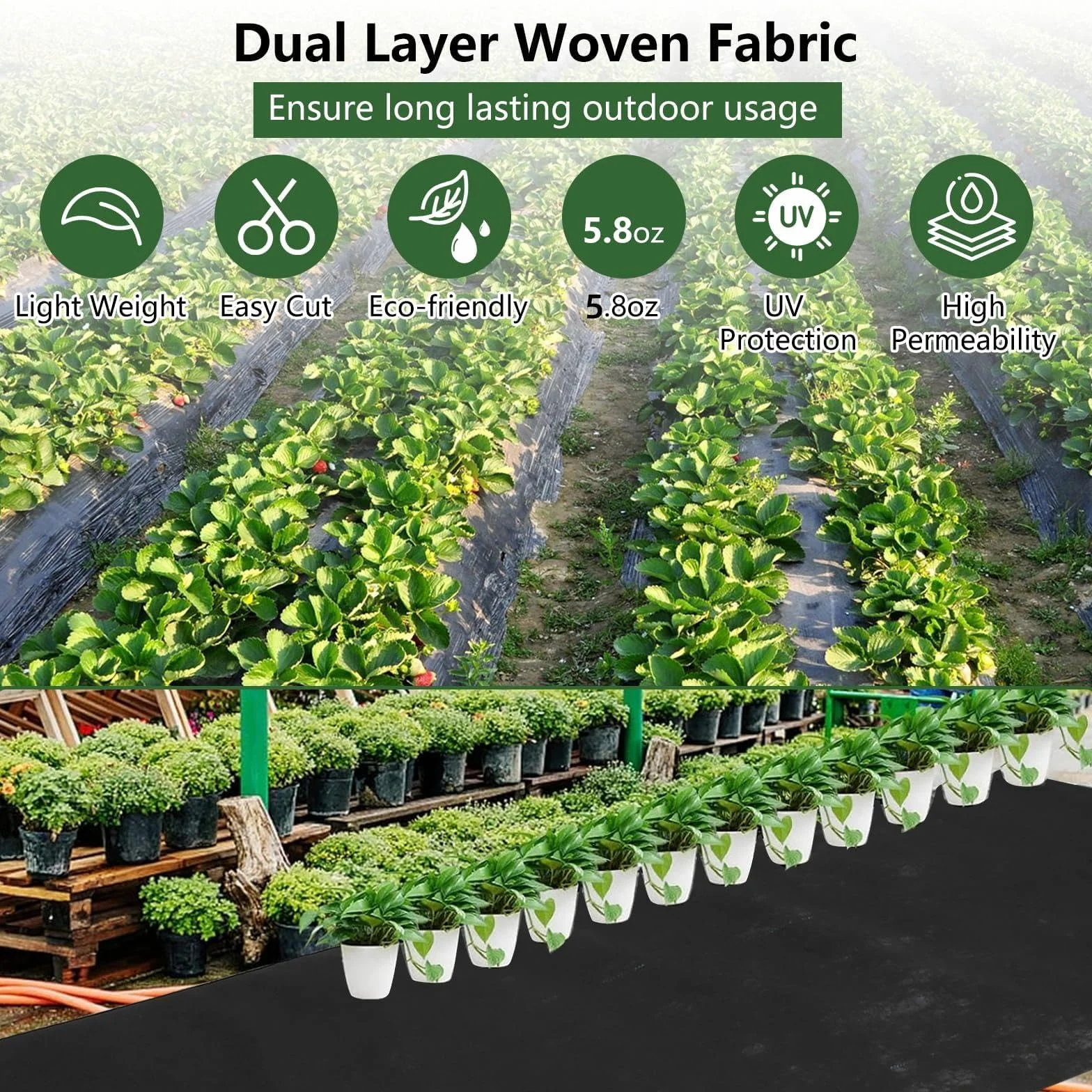 Garvee Toile Anti-Mauvaises Herbes en Feutre aiguilleté Efficace – Tissu géotextile pour contrôle des Mauvaises Herbes au Jardin – Perméable, Robuste, Facile à Poser – Taille 1,22m x 30,5m, 164,4g –