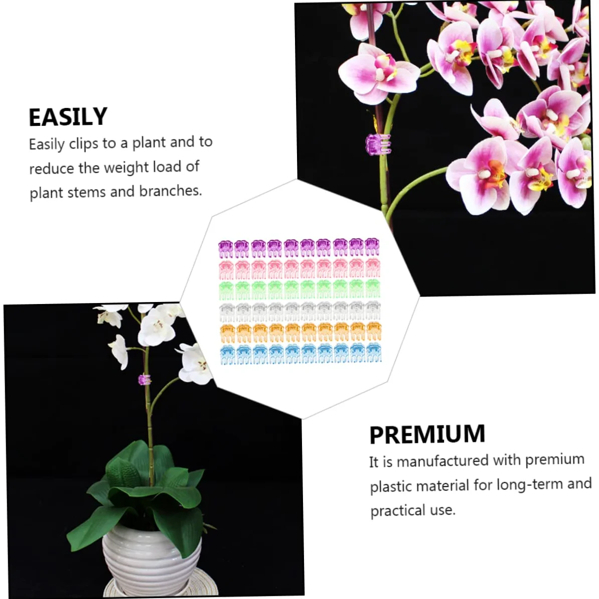 BESPORTBLE 1200 Pièces Agrafe d'orchidée vignes en Plastique Plantes en Plastique Clip de Support pour Plantes grimpantes Clips de Support pour Plantes Pinces de Support de Vigne Phalaenopsis