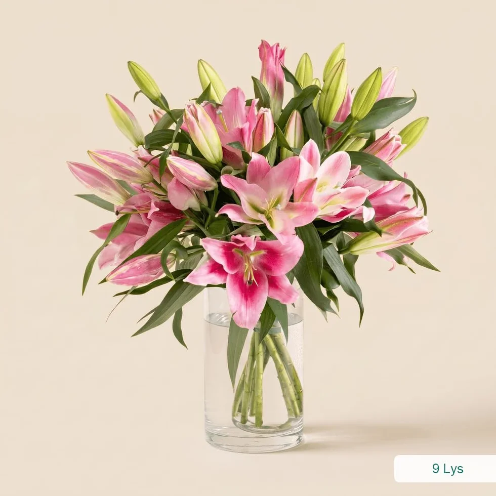 Bouquet de Lys Roses Fraîches, env. 5 Tiges