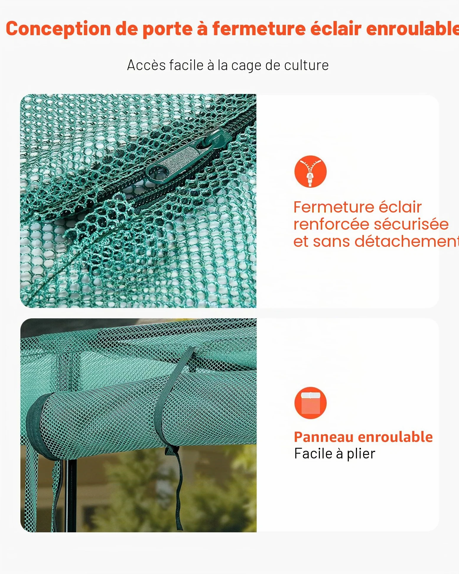 VEVOR Cage à Culture Jardin 3,56x1,2x1,94 m Cage à Plantes avec Porte Zippée pour Tomates, Filet Anti Oiseaux Résistante au Vent Filet de Protection de Plantes Couverture de Potager Surélevé Extérieur