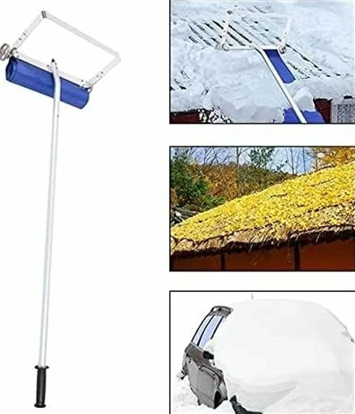 Râteau à neige extensible, léger avec roulettes, raquette de toit durable pour enlever la neige rapidement