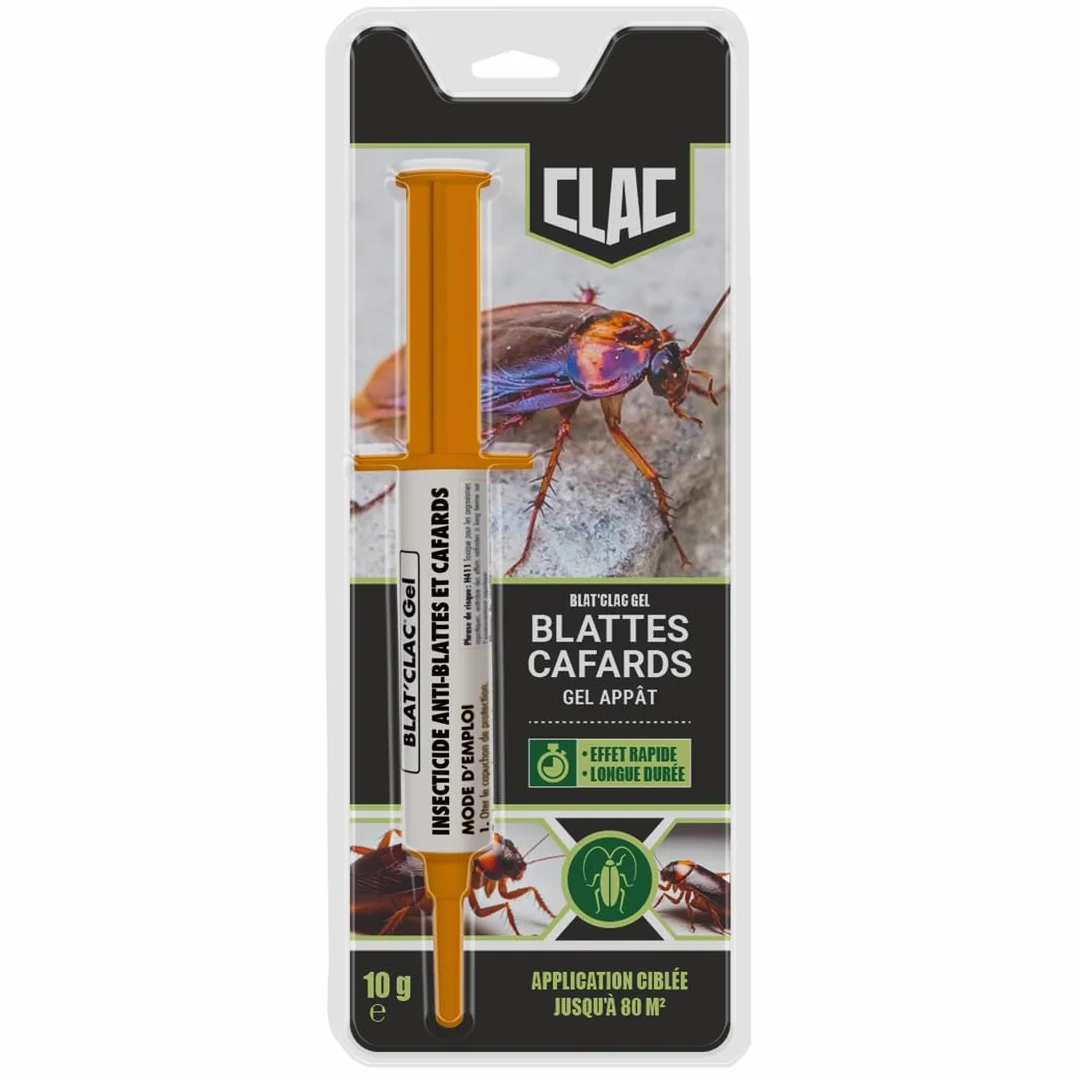 Clac Gel Anti-Cafards & Blattes Double Action Appât Séringue 10g Insecticide Puissant