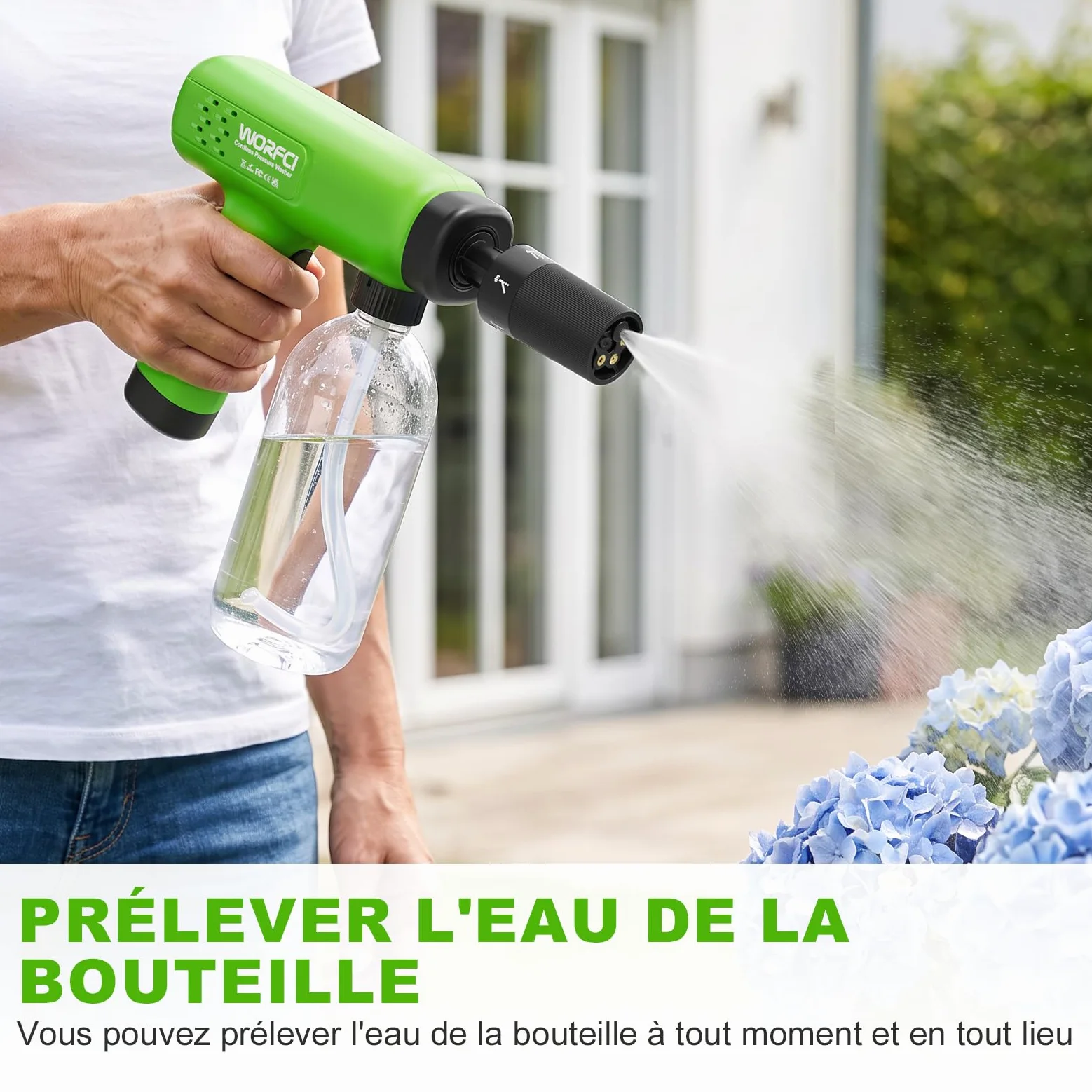 Mini Nettoyeur Haute Pression sans Fil, USB C, Affichage Batterie | Buse 5 en 1, Pot à Mousse Portable, Tuyau de 5 m, Jet de Lavage Portable 260 PSI pour Lavage de Vvélo, Voiture, Caravane