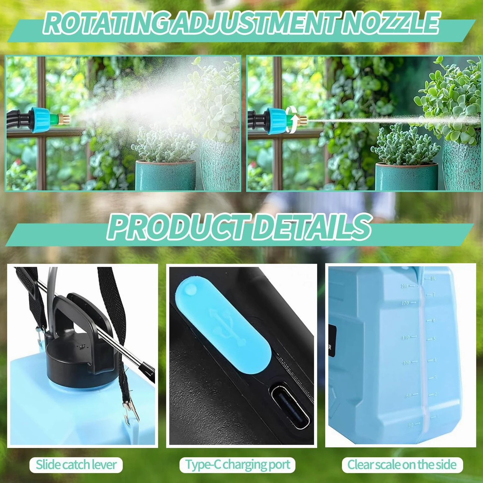 Pulvérisateur électrique à pression de 5 l avec buses pour le nettoyage par pulvérisation des plantes de jardin