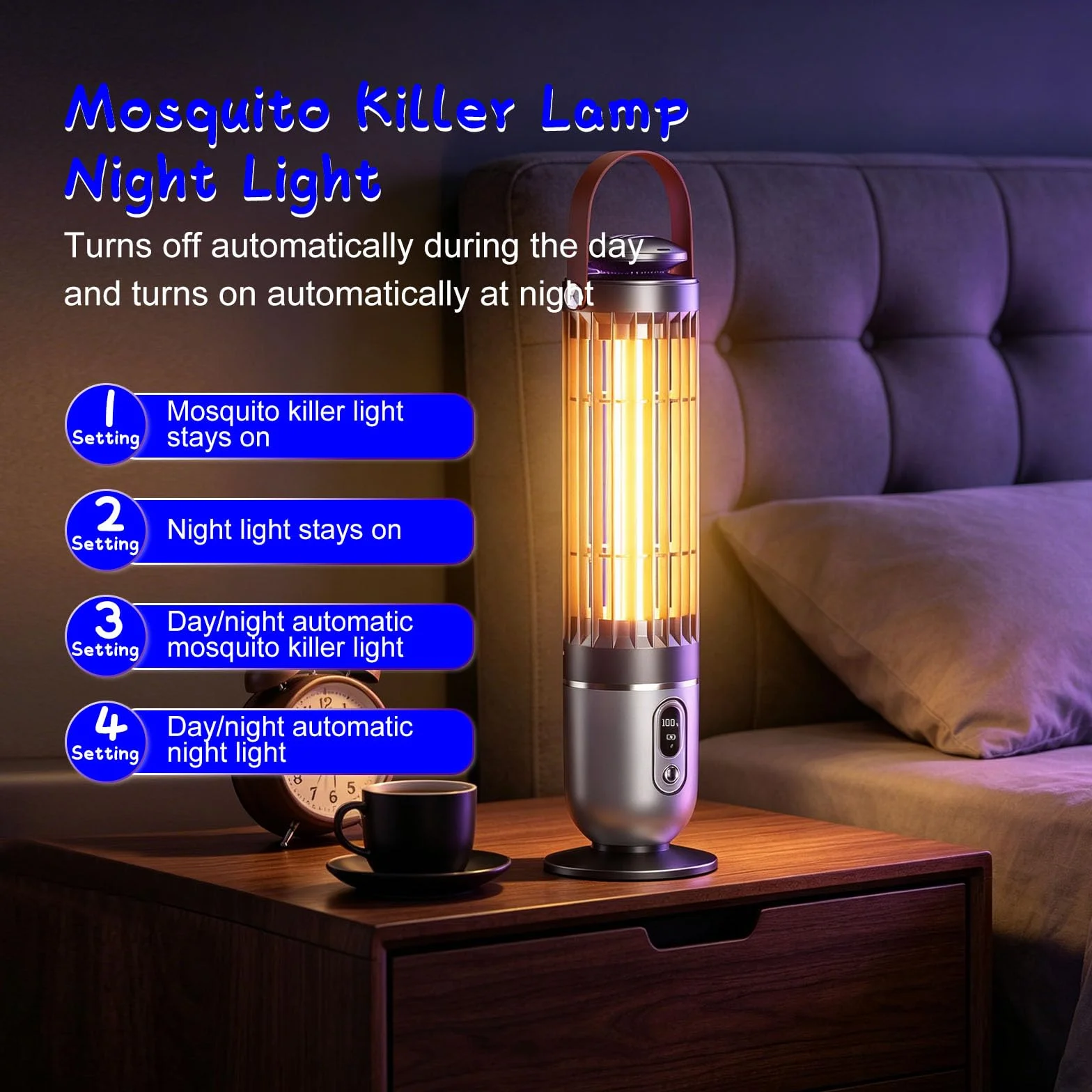 Lampe Anti-Moustique Exterieur Électrique LED 4 Modes Camping