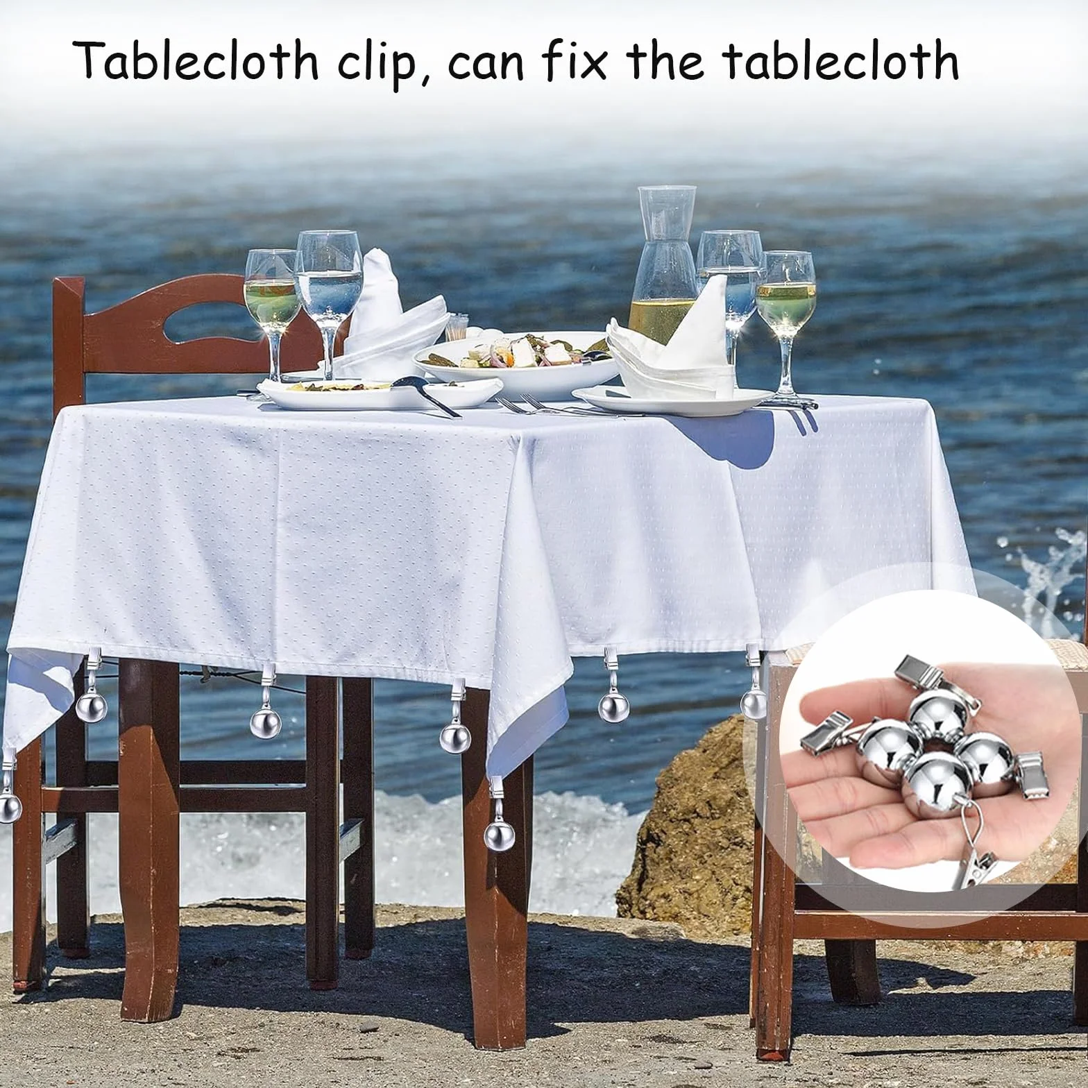 Attache Nappe de Table Exterieur Poids 4 Pièces Solide Coupe-Vent pour Rideaux Drapeaux