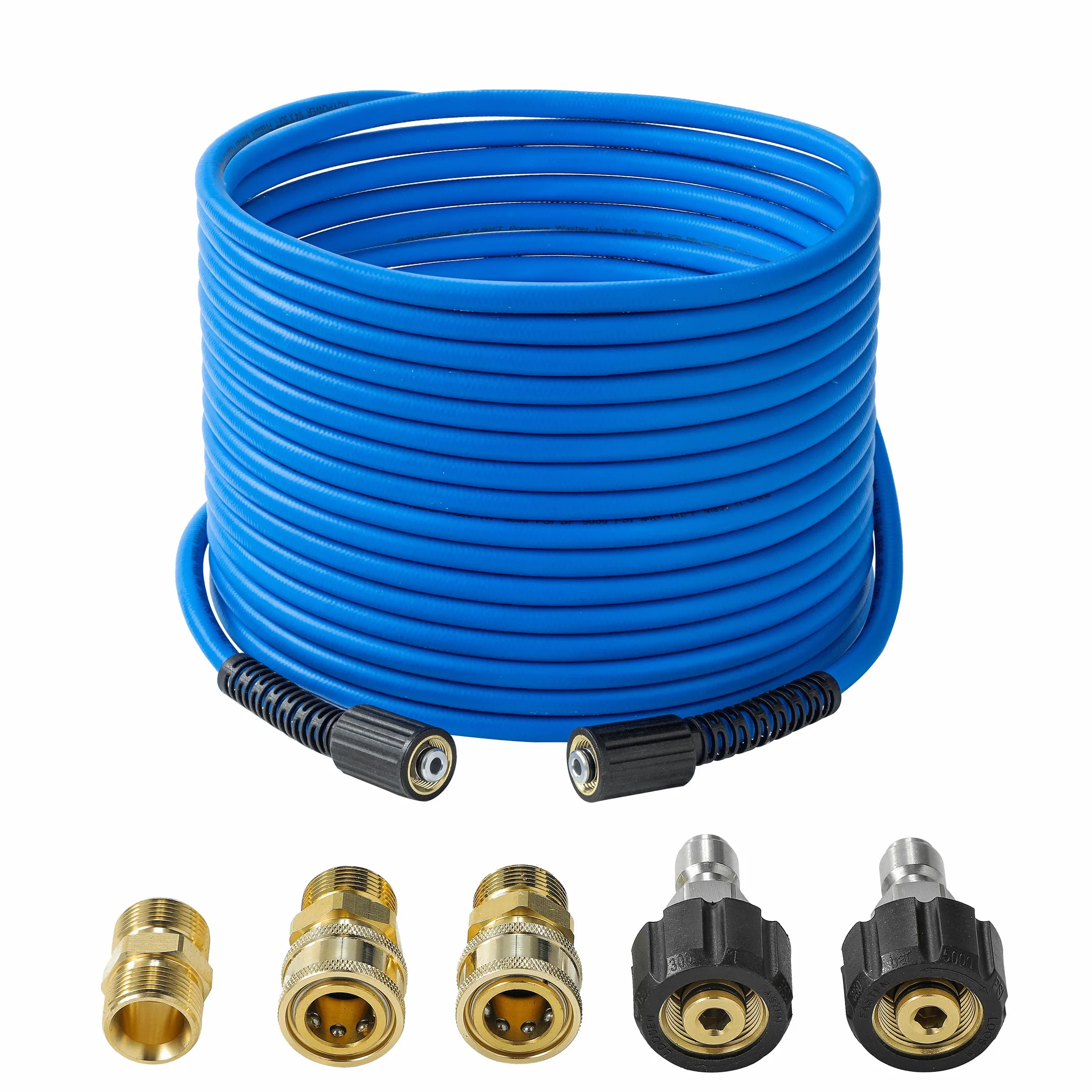 FIXFANS Tuyau d'extension de nettoyeur haute pression de 6,35 mm x 15,2 m – Tuyau haute pression de rechange résistant aux plis et à l'usure – Compatible avec les raccords M22 – 3600 PSI