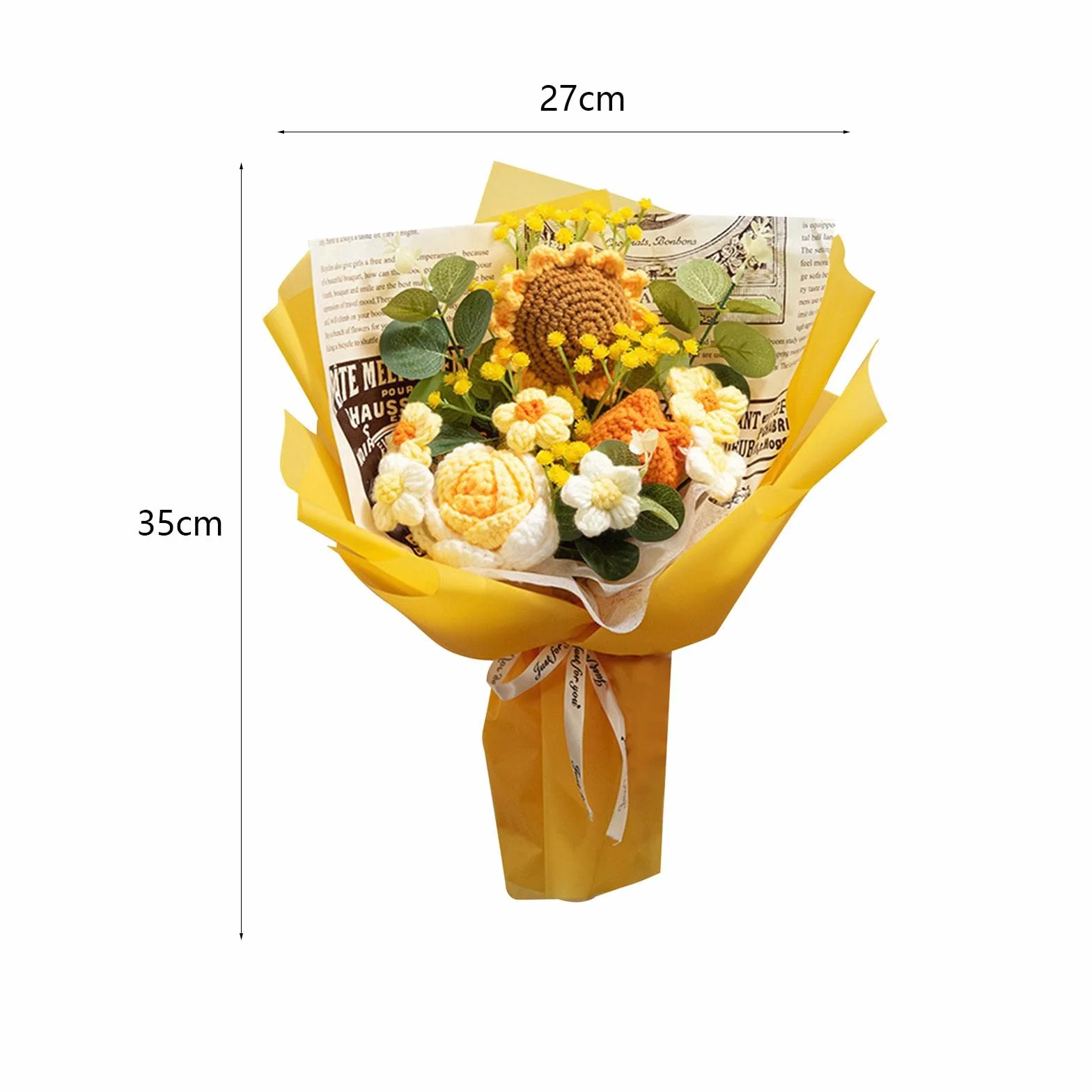 Colcolo Crochet Fleurs Bouquet DIY Décor Maison Tricot Daisy Bouquet Table Centre de Table Décor Journal Jaune