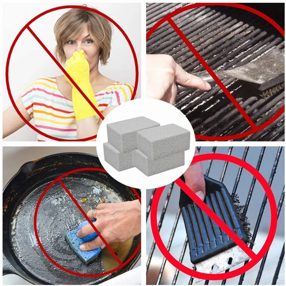 Grill Nettoyage Pierre crêpière Brique Barbecue Ponce Grattoir Brosse 4PCS