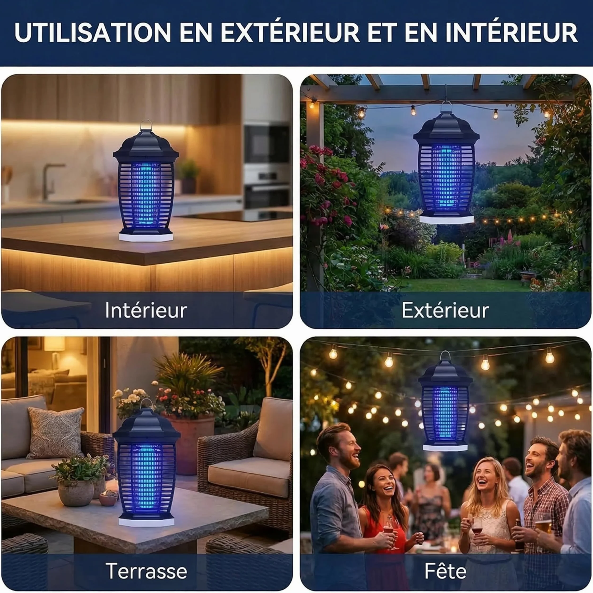 Seenlast Lampe Anti Moustique Exterieur 4000V 2 en 1 18W Tueur d'Insectes Electrique LED IPX4 100m²