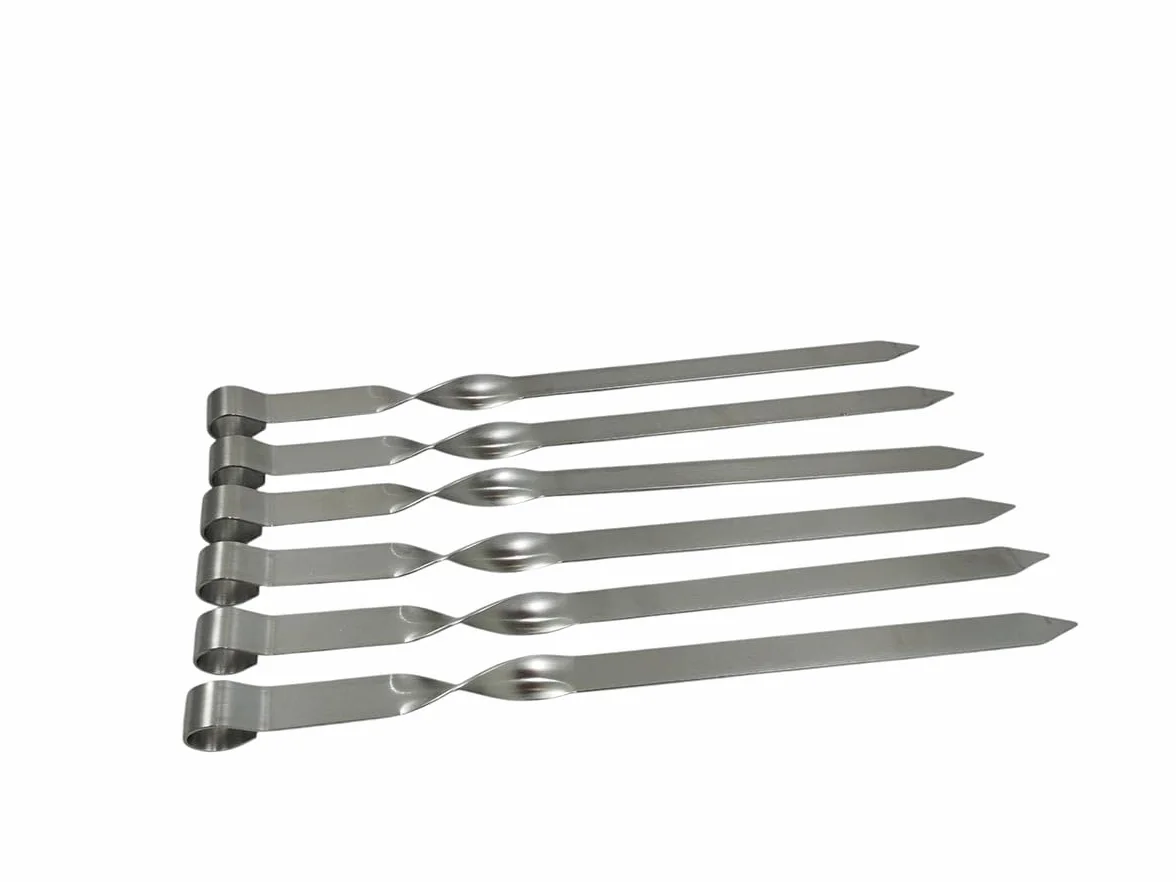 Brochettes à kébab Adana en acier inoxydable 40 cm 2 mm épaisseur 2 cm large - Idéal barbecue gaz