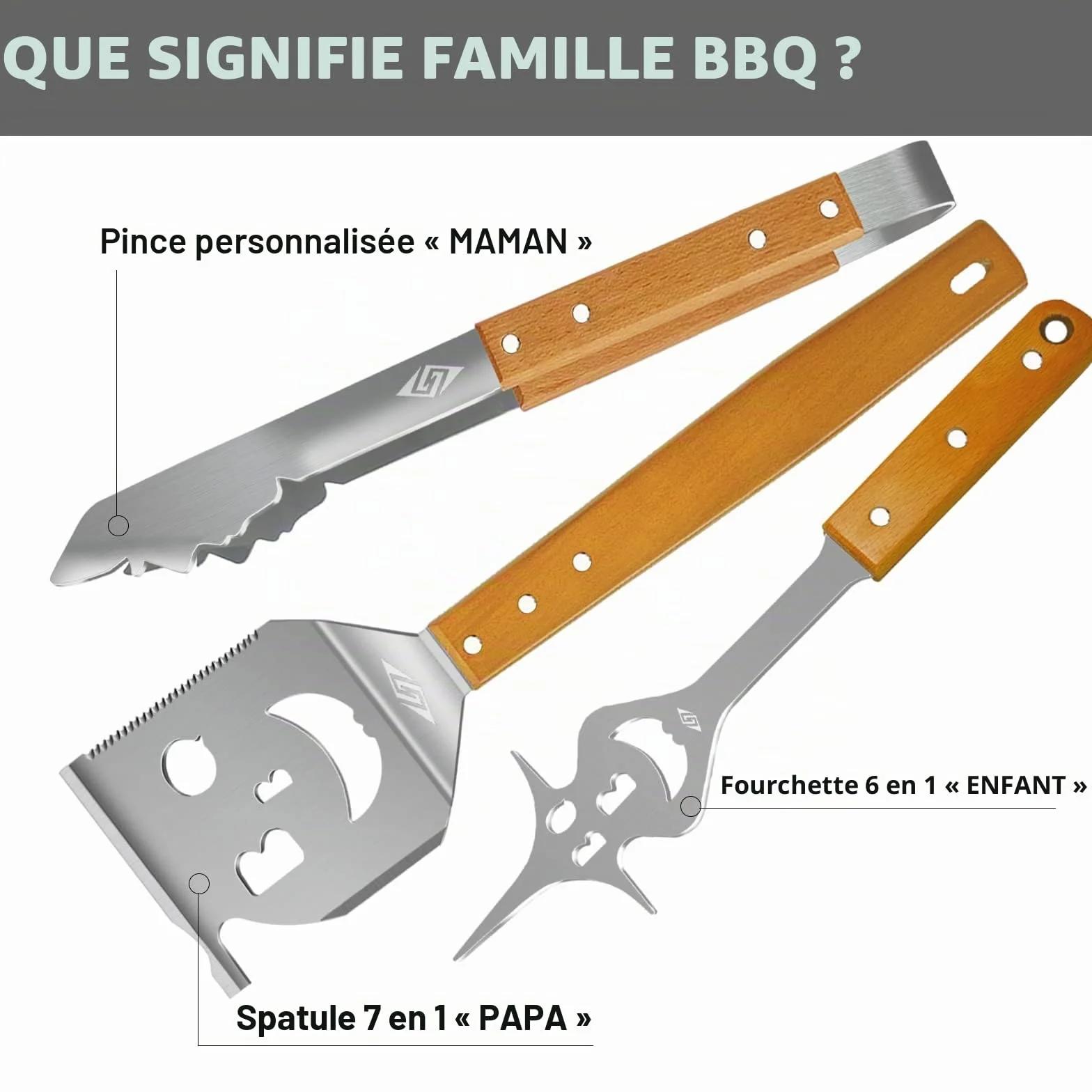 Steven-Bull Ensemble d'outils de Barbecue, Accessoires Extra Longs pour Gril extérieur