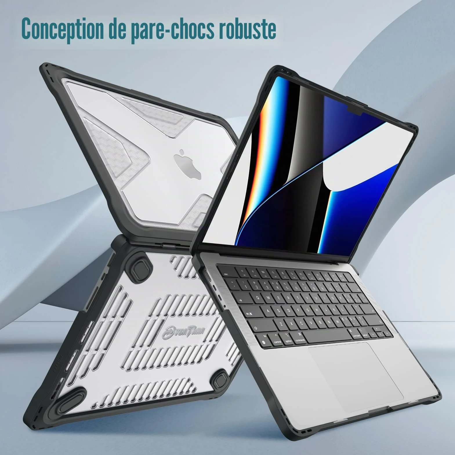 FINTIE Coque Hybride Compatible MacBook Pro 14 Pouces M5 M4 M3 M2 M1 Pro/Max 2026-2021, Etui Rigide Robuste Housse Bords Antichoc Noir