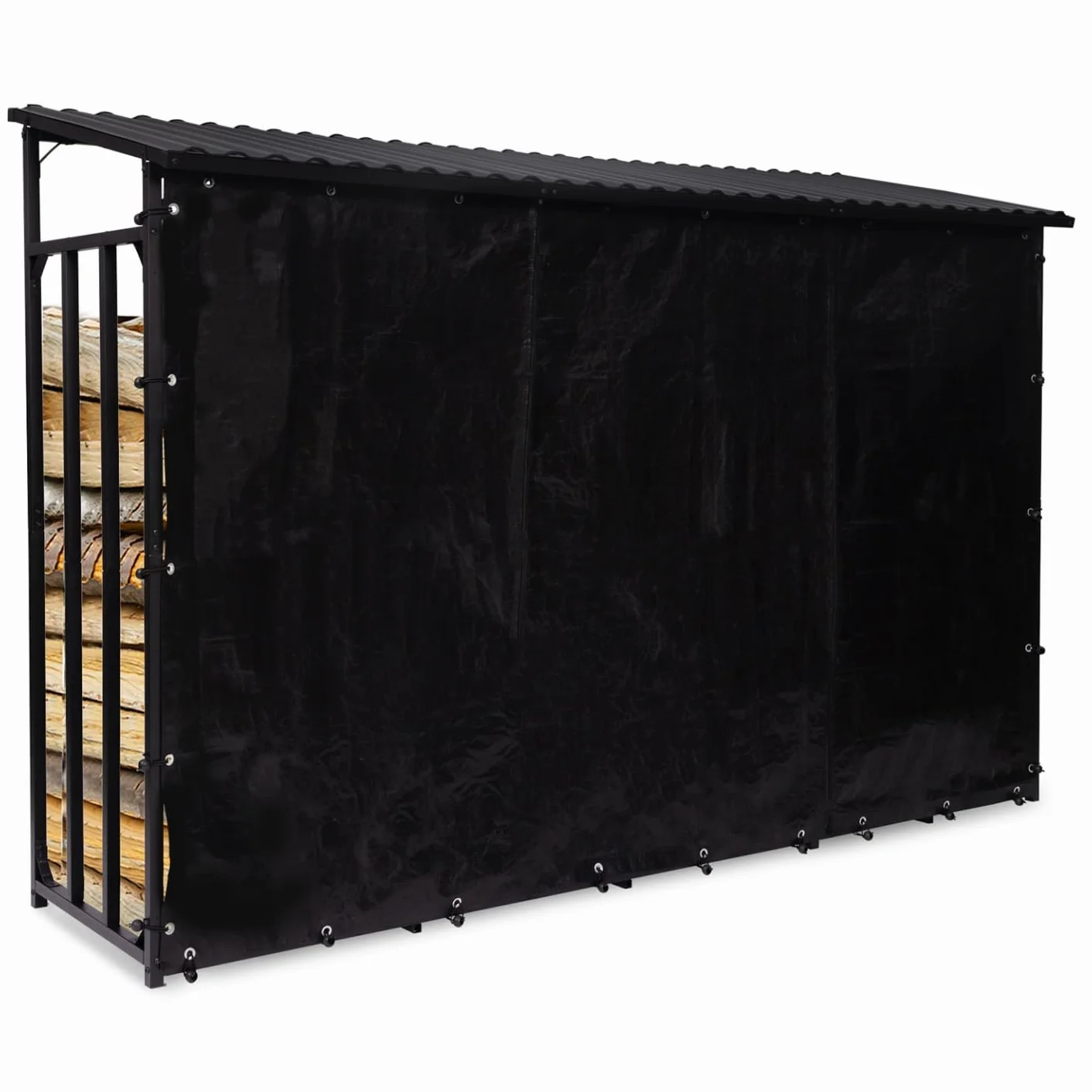 Abri de Stockage en Acier Galvanisé pour Bûches L. 274 cm avec Housse de Protection