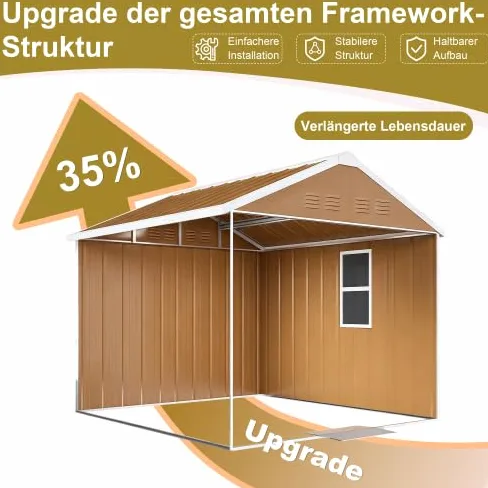 Abri de jardin en acier 184 x 110 cm - Abri de jardin en métal résistant aux intempéries avec fenêtres, double porte coulissante verrouillable et ventilation - Abri à outils pour outils de jardin