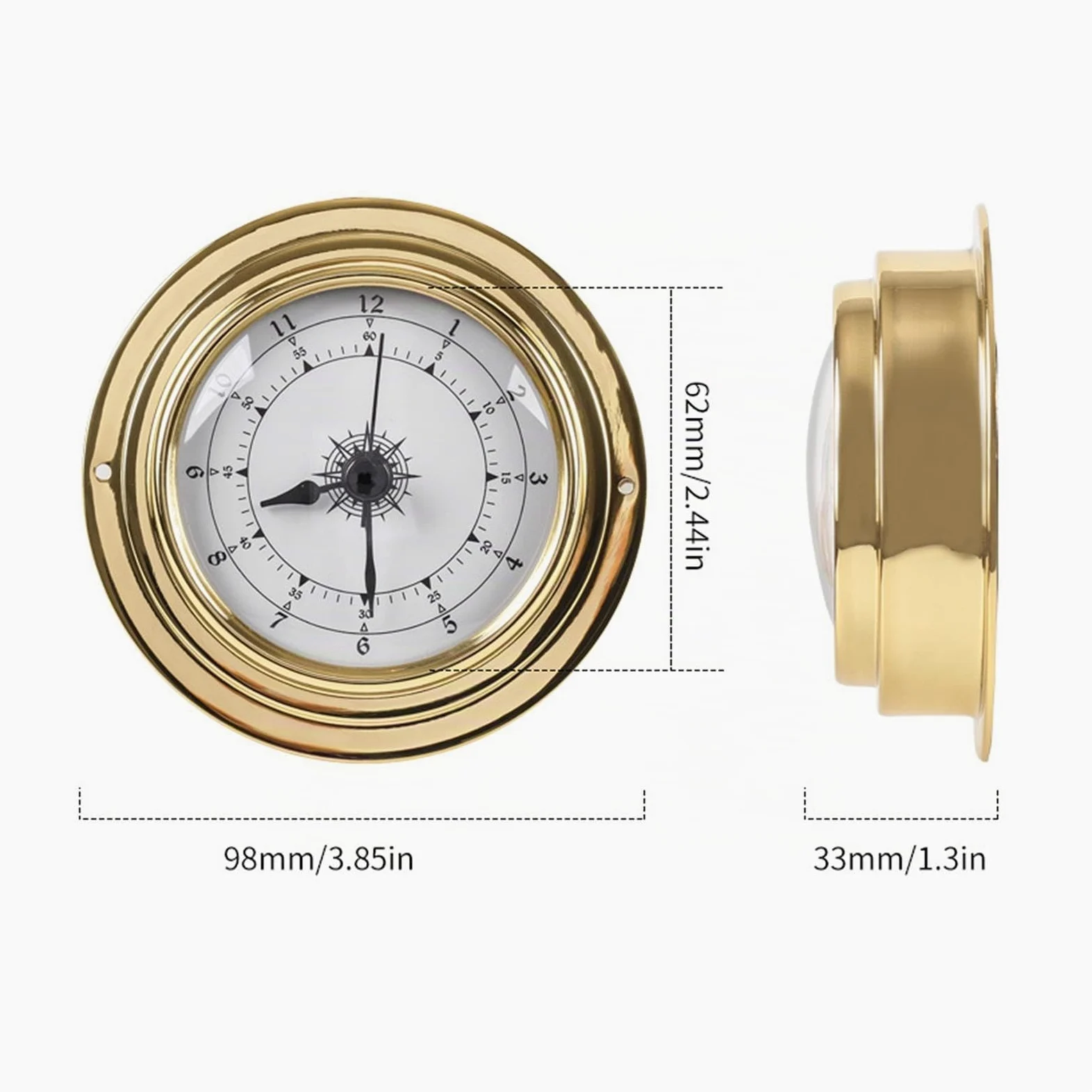 rockible Thermomètre et Hygromètre, Baromètre, Horloge, Stations Météorologiques, Dia 98mm, Instruments de Voile pour Bateau, Yacht, Atelier, Marine, 4 Pièces