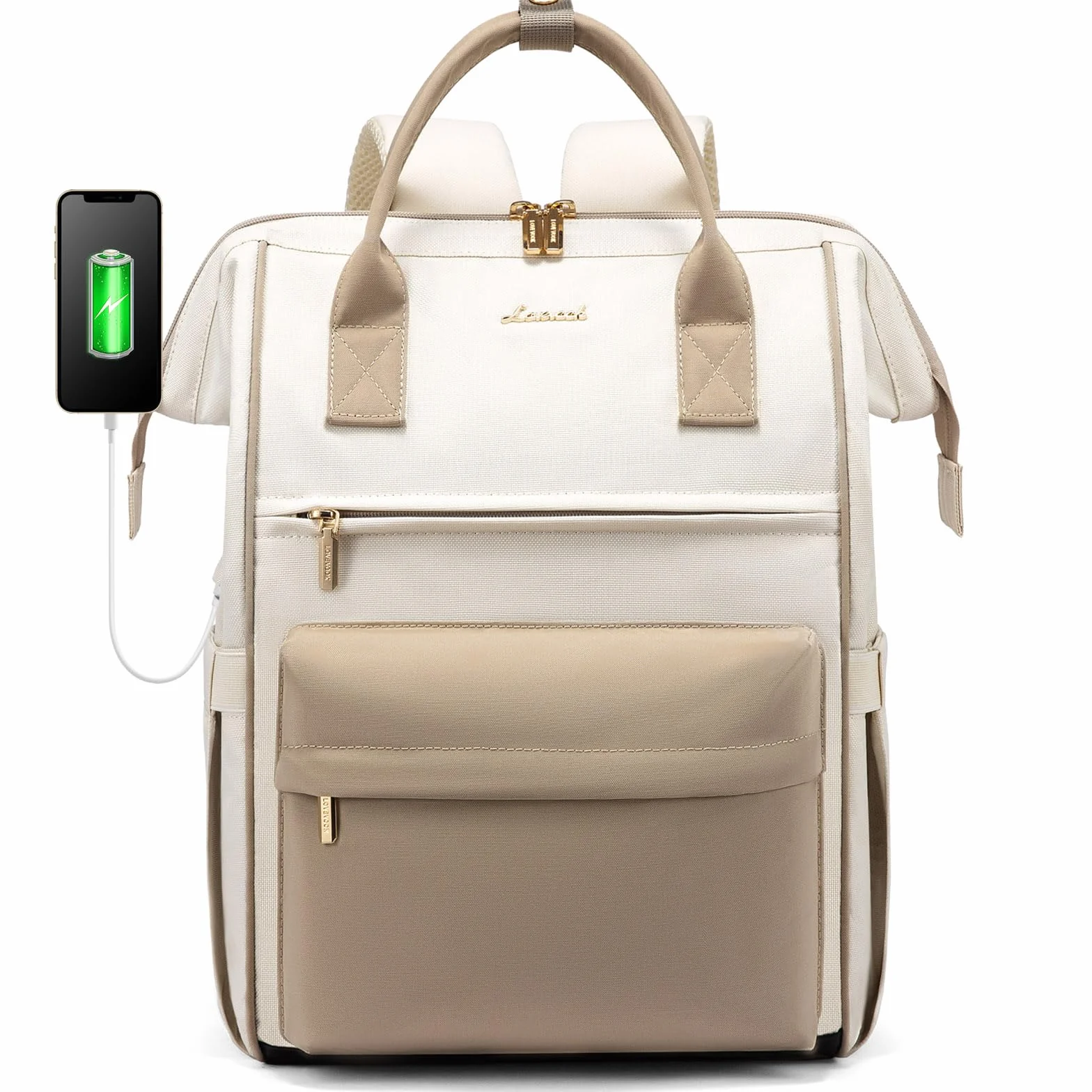 LOVEVOOK Sac à Dos Femme 15.6 Pouces Ordinateur Portable Voyage Antivol Etanche Kaki