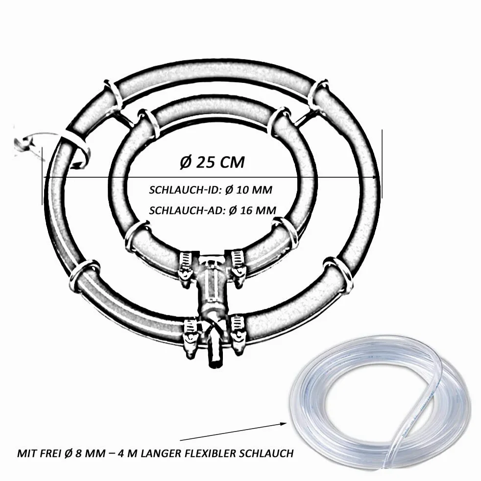 Bague d'aération japonaise pour étang Koi - Ventilation - Oxygène - Écoulement japonais pour étang à koi, mais aussi pour enrichir l'oxygène dans l'étang de jardin (2 boucles/Ø 25 cm)