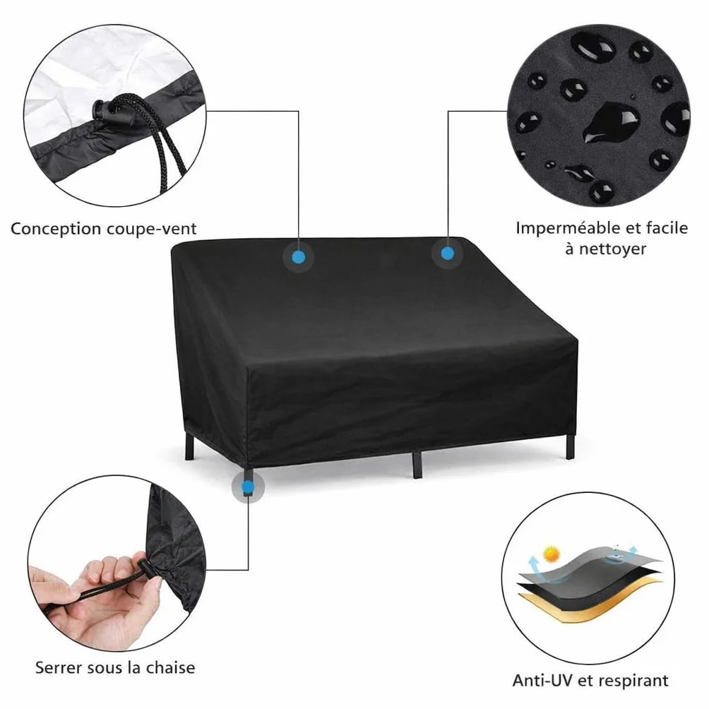Housse de Banc d’Extérieur en Oxford 210D, Imperméable, Anti-UV, 134 x 66 x 89 cm