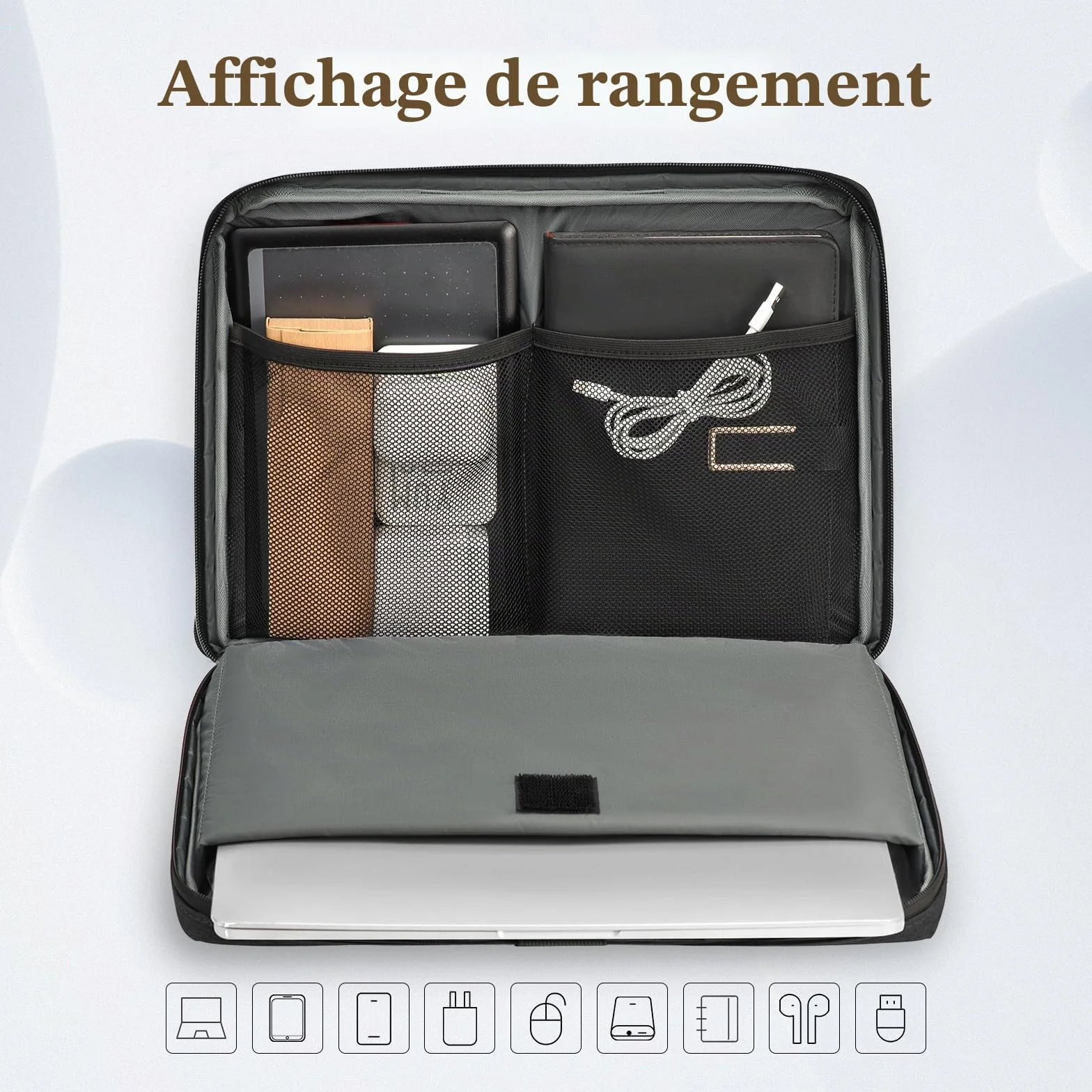 Housse pour Ordinateur Portable 15,6 17,3 14 13,3 12,3 Pouce Sacoche TSA Étanche 4 Couches Protection Sac de Transport PC