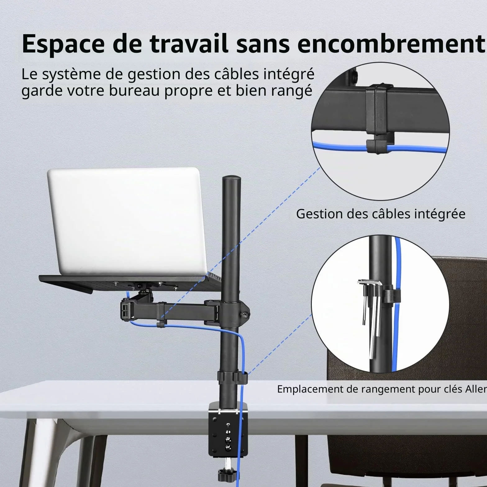 Suptek Support Ecran PC Bras pour Écran LCD LED 13-27 Pouces Ordinateur Portable 17 Pouces 360° Rotation