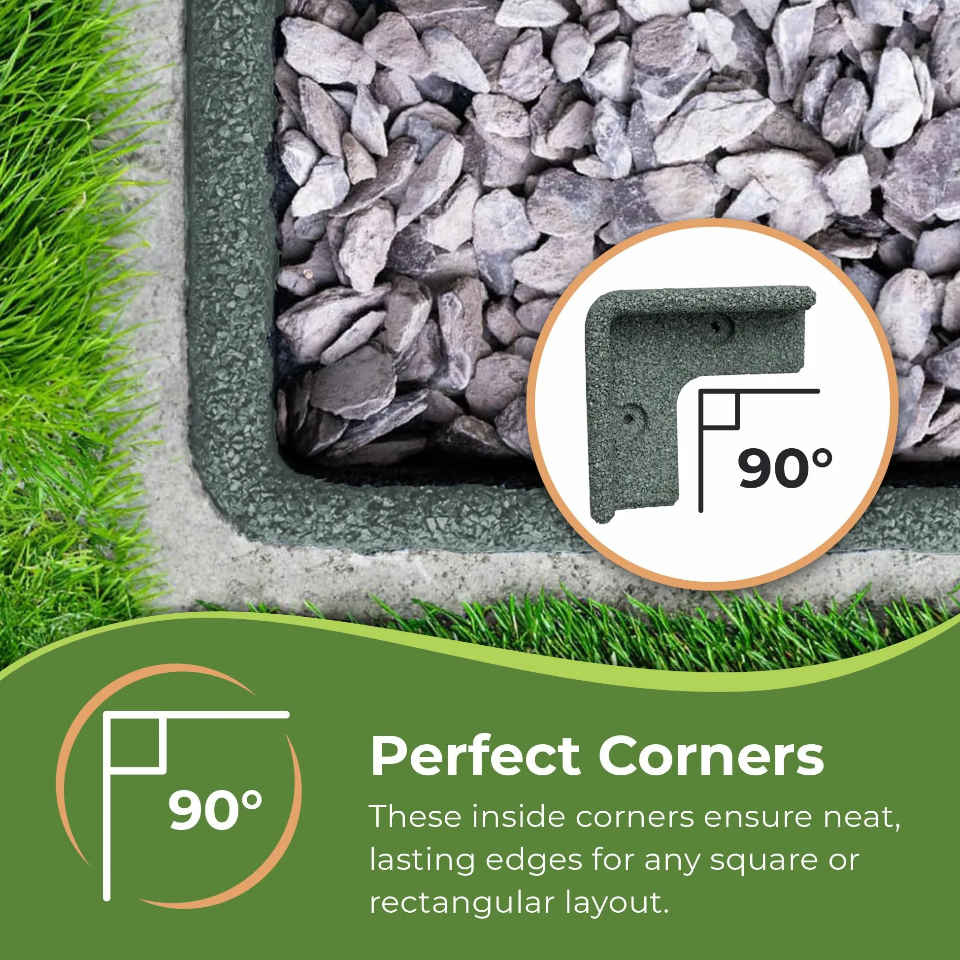 FlexiBorder 2 x 90 degrés à l'intérieur de la sauge – Bordure de pelouse en caoutchouc – Bordure de jardin pour pelouse – allées et bordures de fleurs