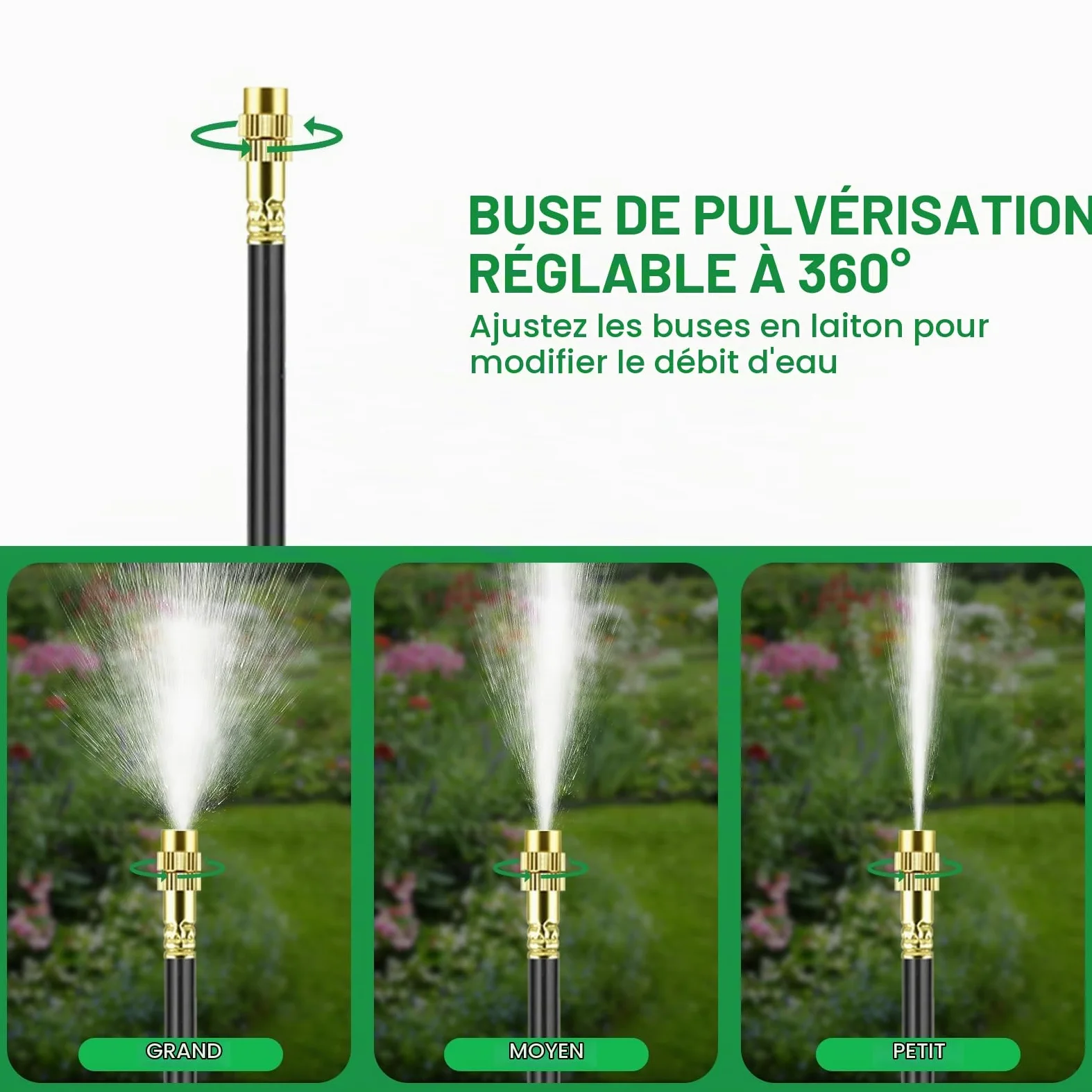 15M Système d'irrigation Automatique de Jardin à 360° avec 10 buses | Tuyau Kit d'irrigation Goutte,Contrôle Précis du Débit,Système d'arrosage Goutte pour Jardin Pelouse Serre Plantes Potager