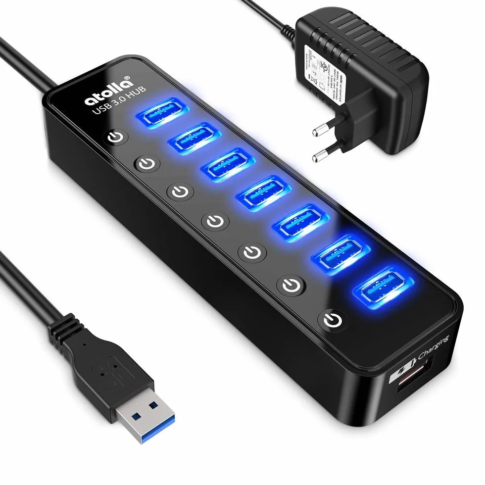 Hub USB 3.0 7 Ports Alimenté avec Interrupteur Indépendant 5V/4A 20W