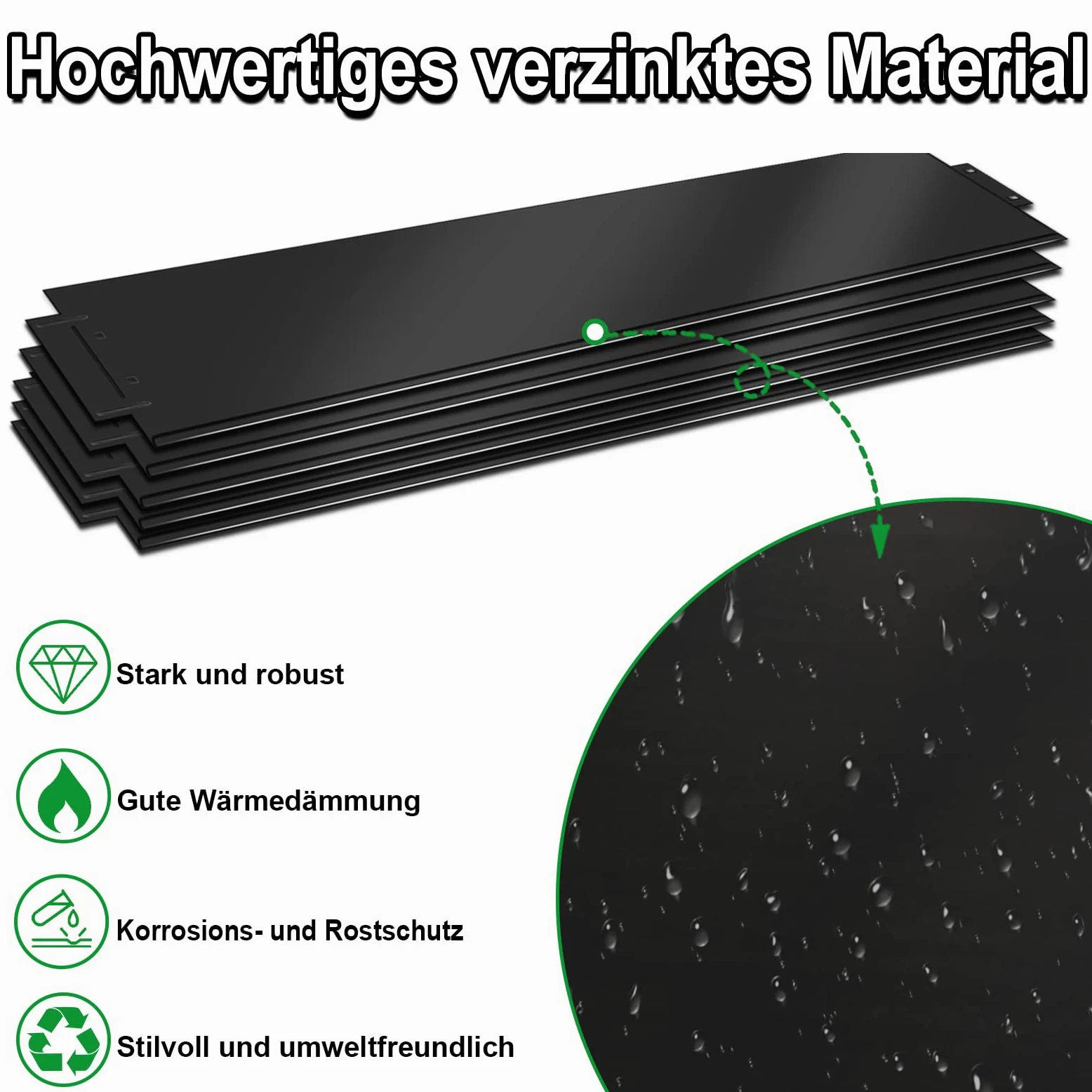 NAIZY Bordure de pelouse en métal 10 m-10 pièces Bordure de Tonte galvanisée 100 x 18 cm la pièce Adaptable Flexible Bordure pour Plantes de Jardin maraîchage Florale, Noir