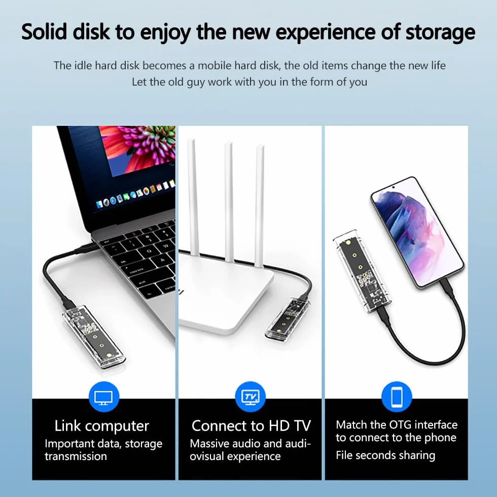 Boîtier SSD M.2 NVMe USB 3.1 USB-C Adaptateur pour M.2 PCIe NVMe M-Key 2230/2242/2260/2280