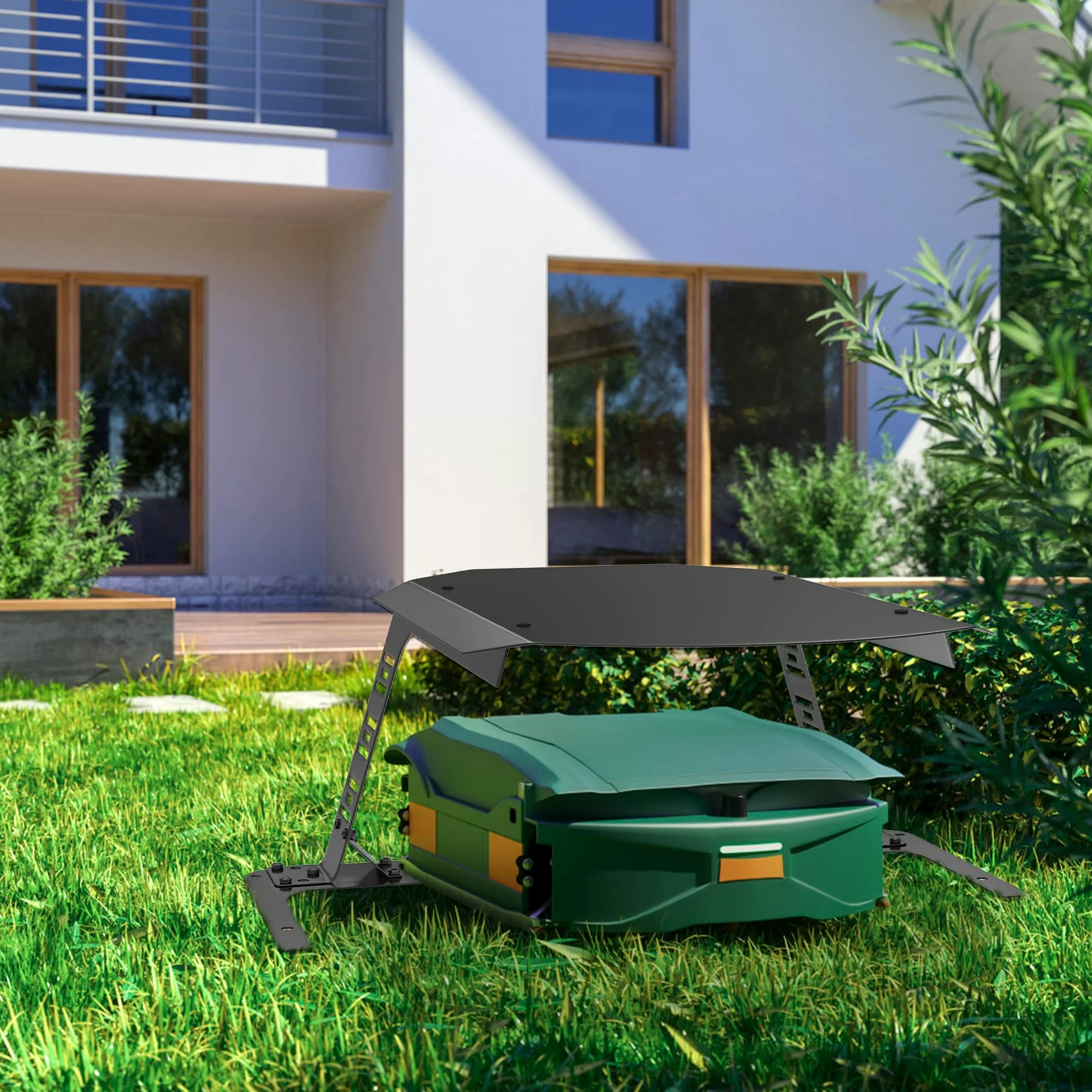 Garage pour robot tondeuse en métal anthracite 77 x 94 x 36 cm | La variante en acier inoxydable offre une utilisation à long terme, convient aux robots à gazon courants avec station de