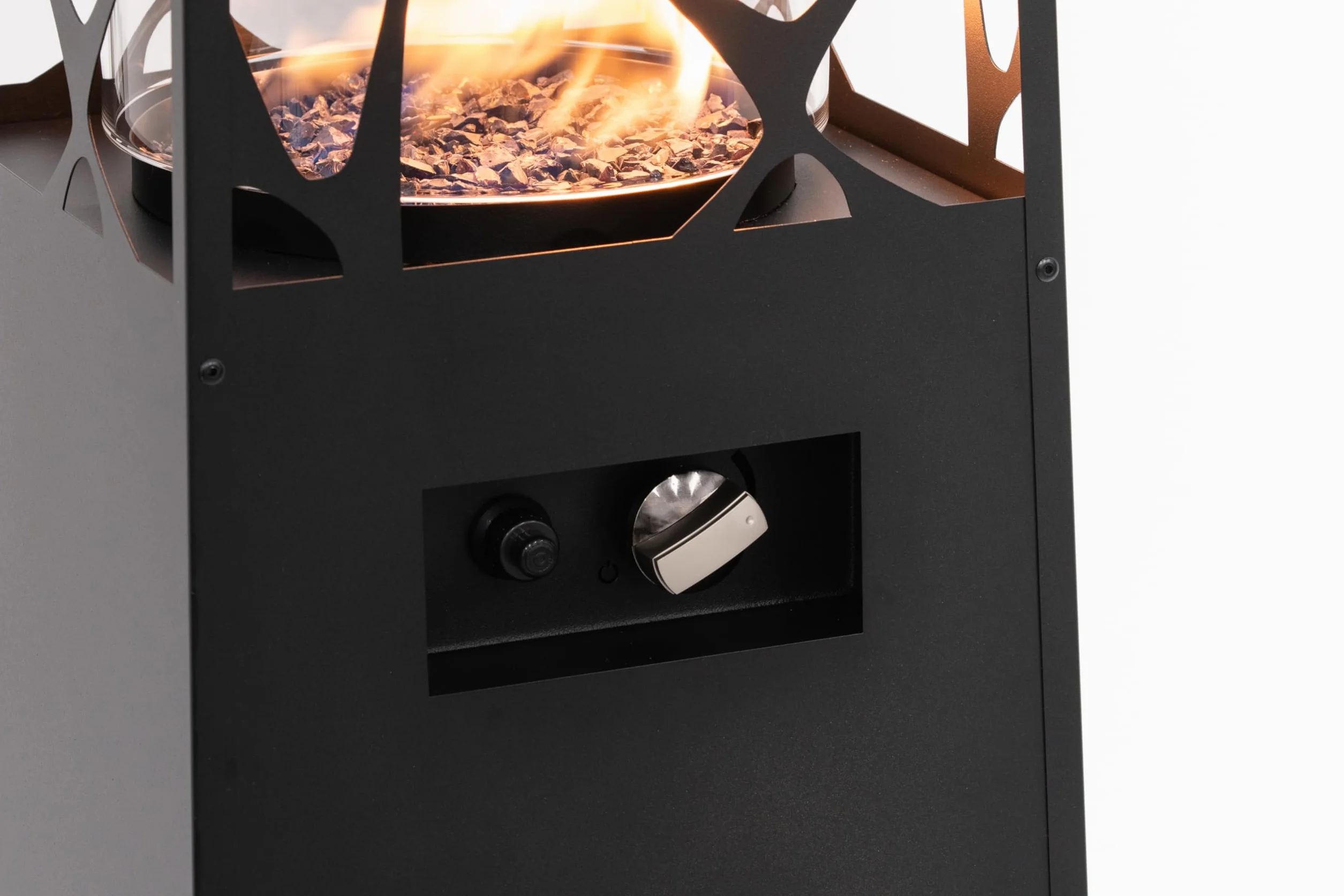 Planika Pyramid Chauffe-terrasse au Gaz Moderne Cheminée Extérieur Jardin Noir