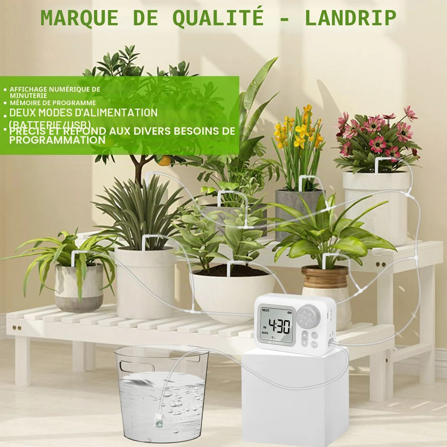 Landrip Brumisateur Exterieur 8M avec 10 Buses + Joint en T+2 Adaptateur 3/4" +1Filtre pour Brumisateur Terrasse Jardin Serre Parasols