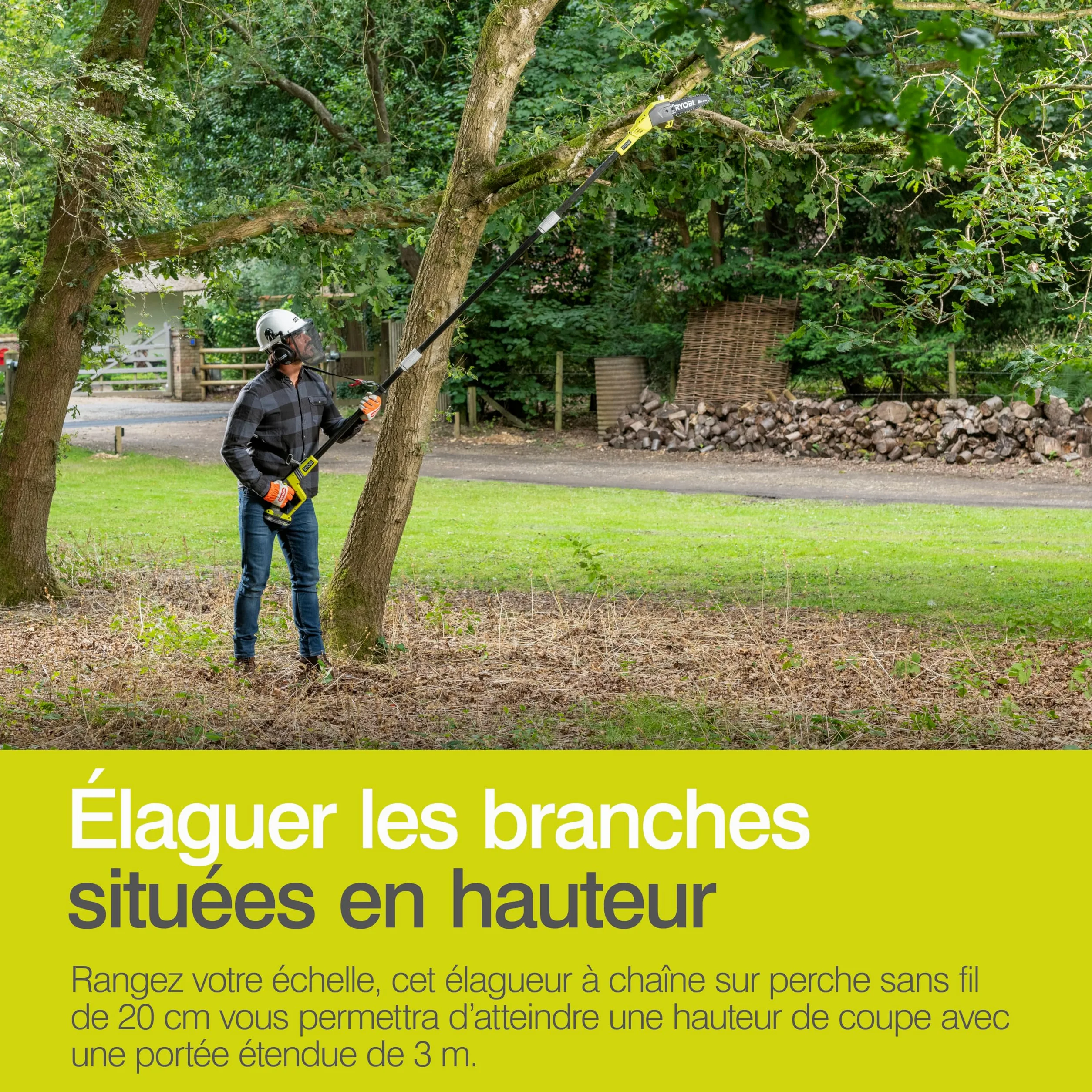 RYOBI - Elagueur sur perche 18 Volts ONE+™ (sans batterie) - OPP1820