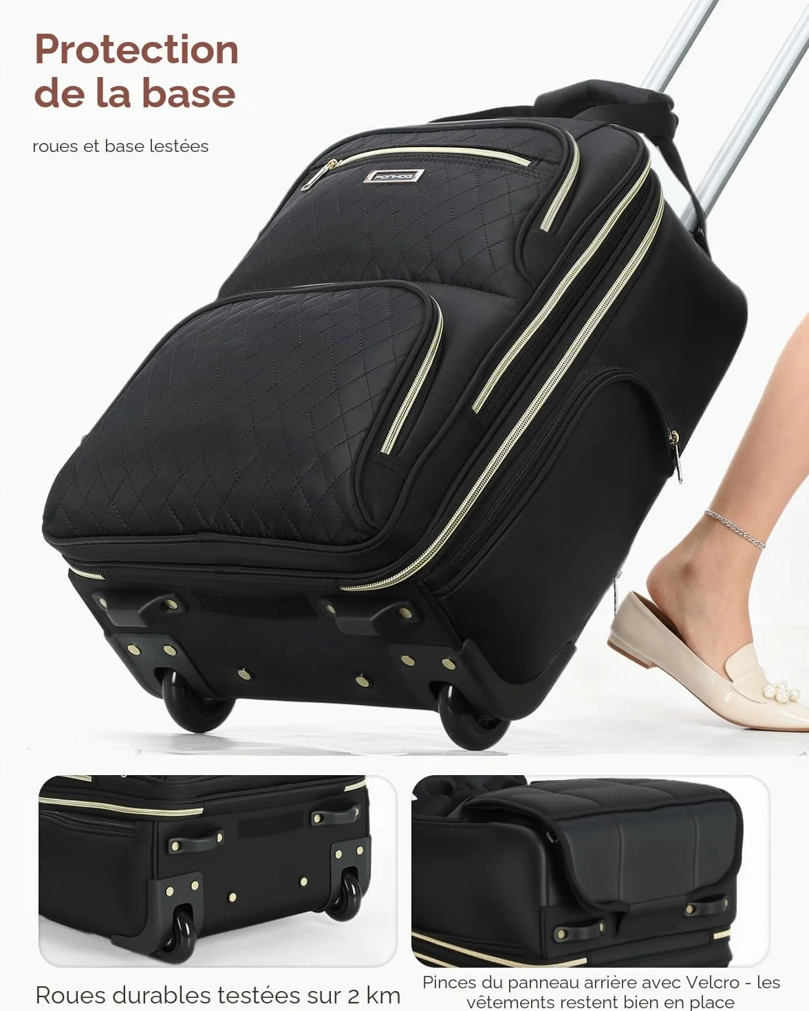 Ponhog Sac à Dos à roulettes pour Femme 35 L 17,3" Ordinateur Portable Voyage