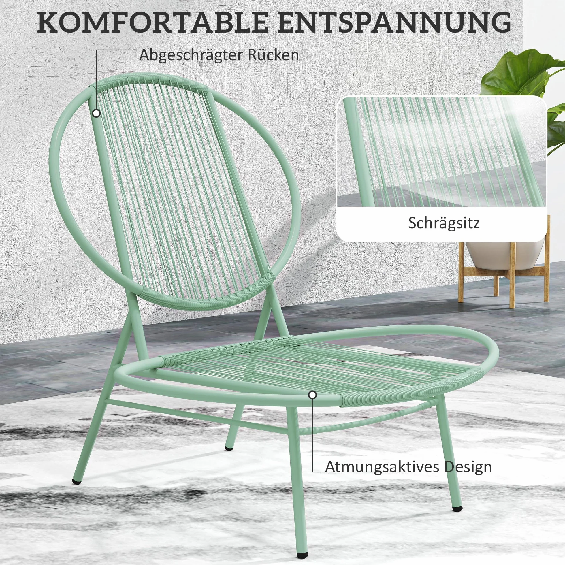 Outsunny Bistro Set 3 pièces en acier résistant aux intempéries meubles de jardin table de bistrot chaises ergonomiques