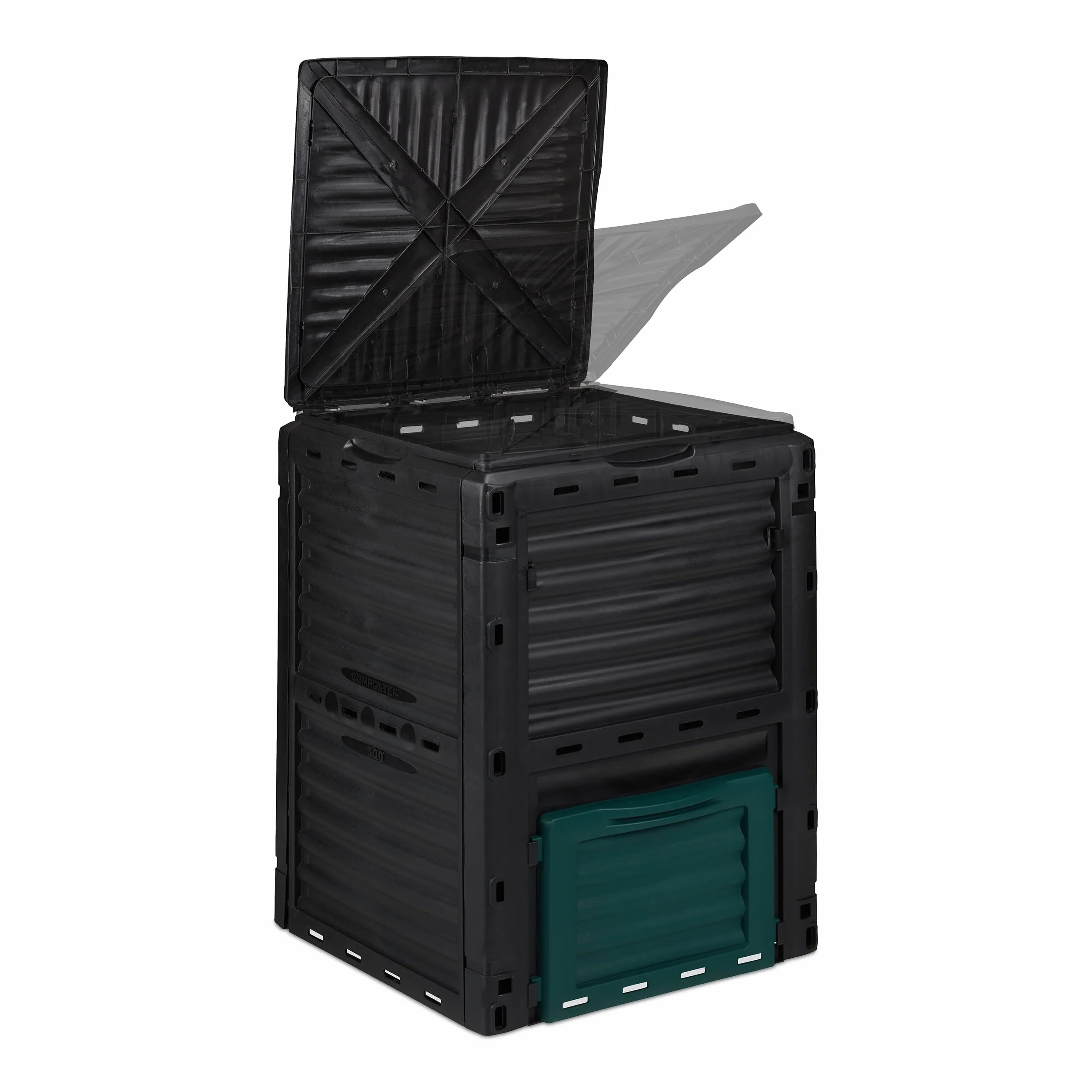Relaxdays Composteur de Jardin, 230L, Plastique, activateur de Compost déchets Cuisine et Jardin, HLP: 80x60x57 cm, Noir