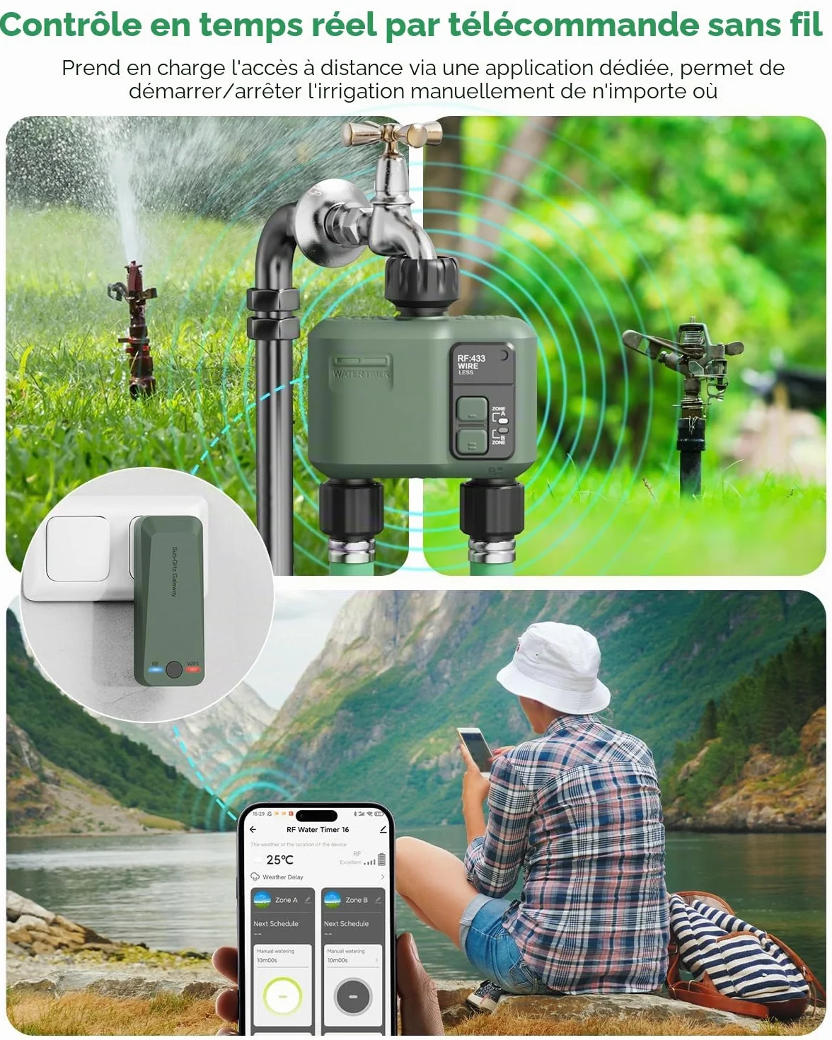 Programmateur Arrosage Connecté WiFi 2 Voies Automatique RF433