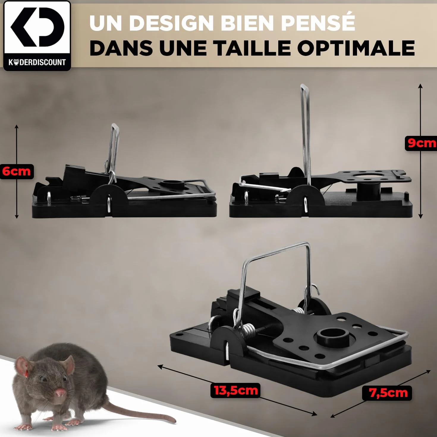 Piège à rats professionnel sans poison 3 pièces réutilisable efficace